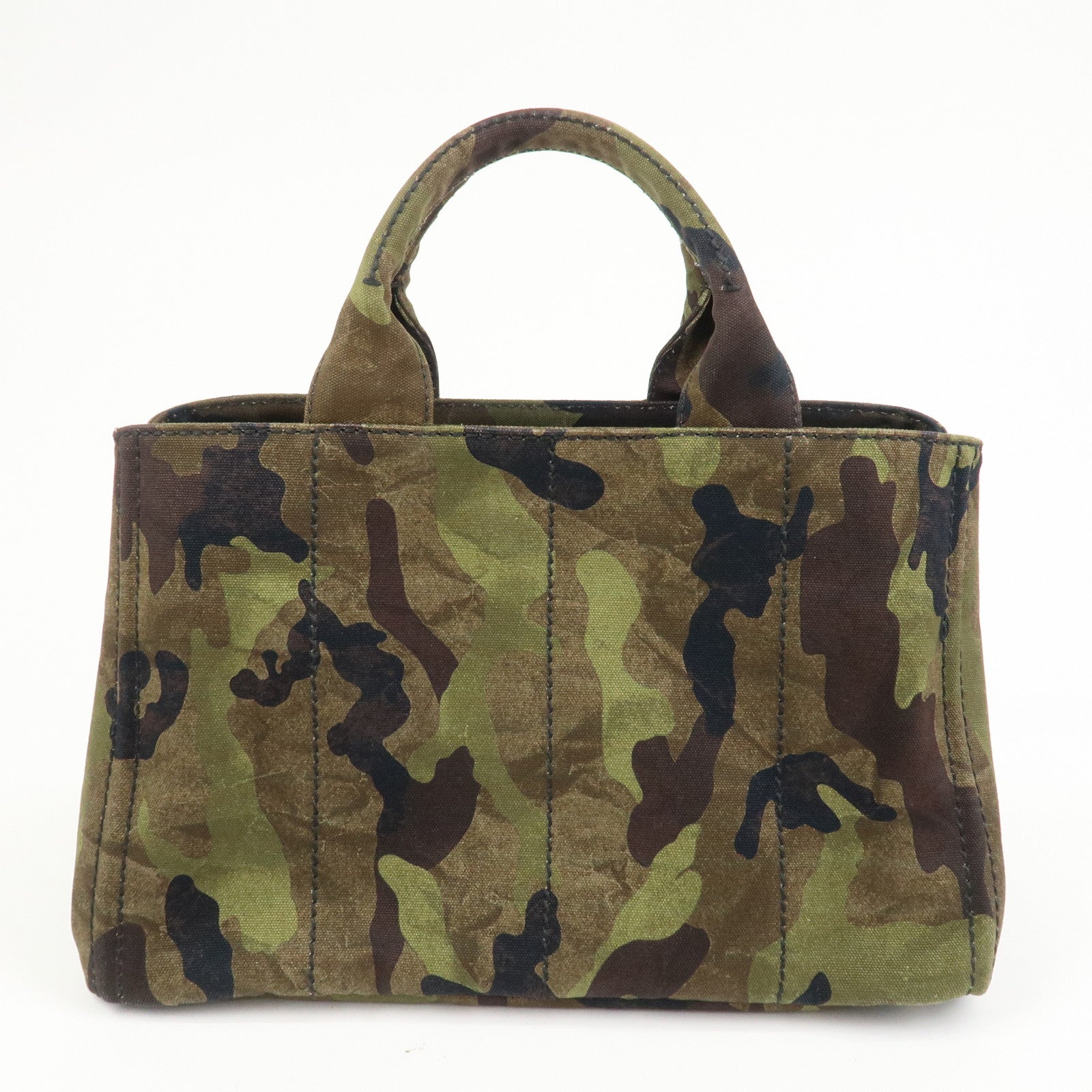 PRADA Canapa Canvas 2Way Hand Bag Shoulder Bag Khaki B2642B