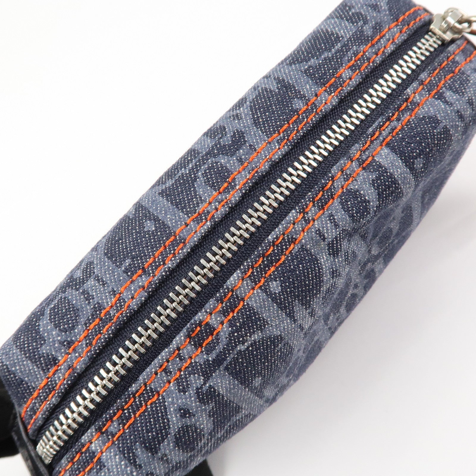 Christian Dior Denim Cosmetic Pouch Indigo Blue Orange