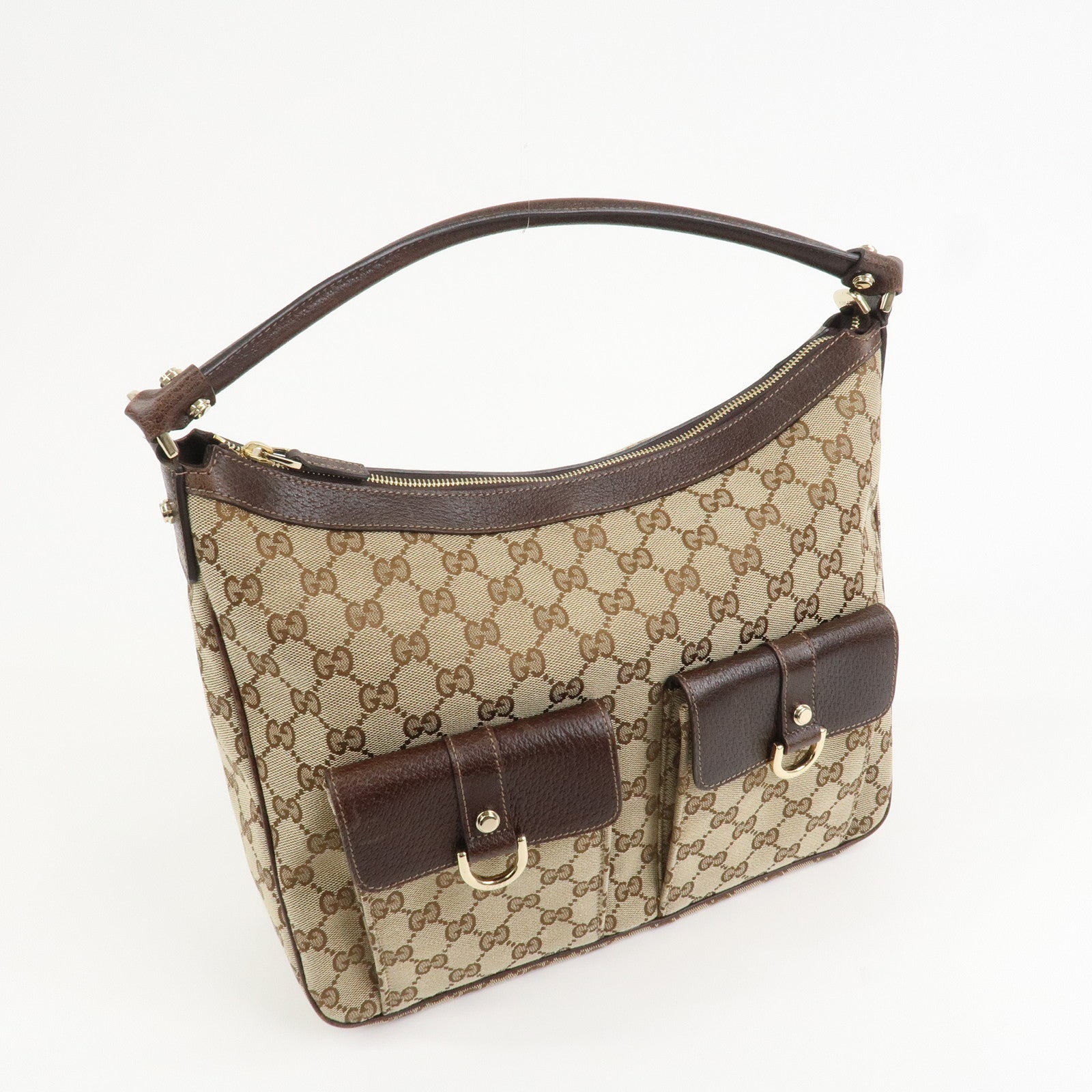 GUCCI Front Pocket Shoulder Bag Hand Bag Brown 153025