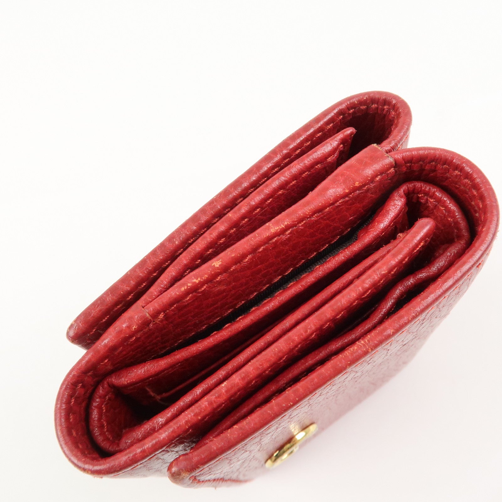GUCCI GG Marmont Leather Tri-fold Compact Wallet Red 474746