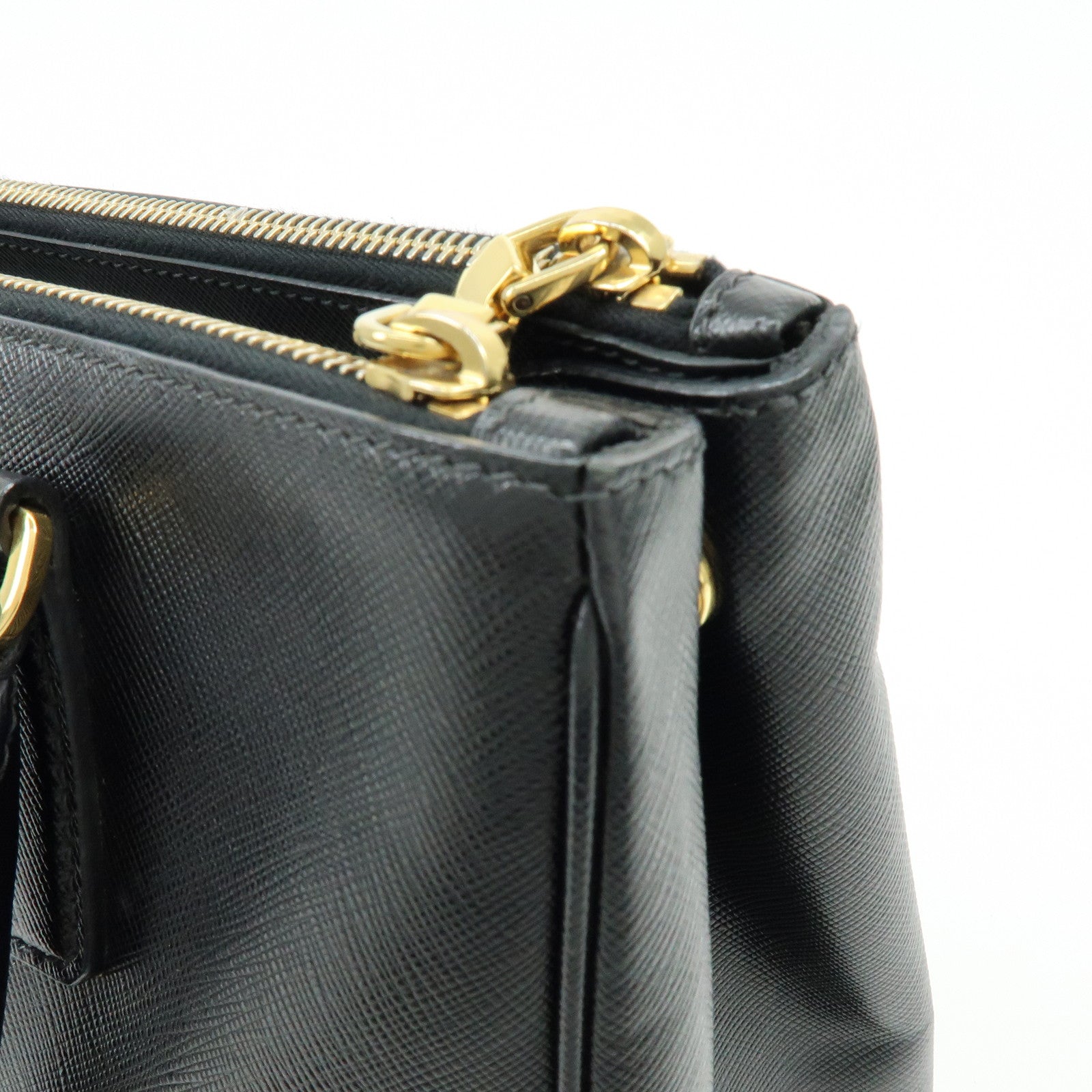 PRADA Saffiano Leather 2Way Bag Hand Bag Shoulder Bag Black 1BA801