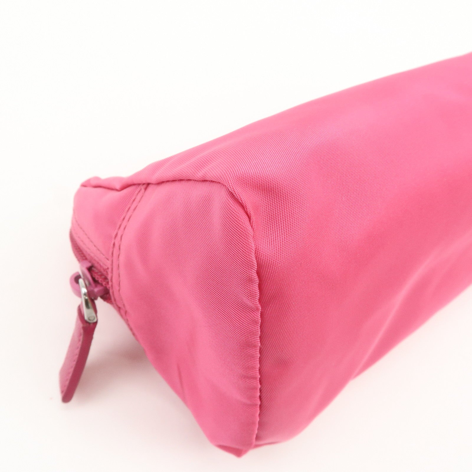 PRADA Triangle Logo Nylon Pouch Cosmetic Pouch Fuchsia Pink 1NA693