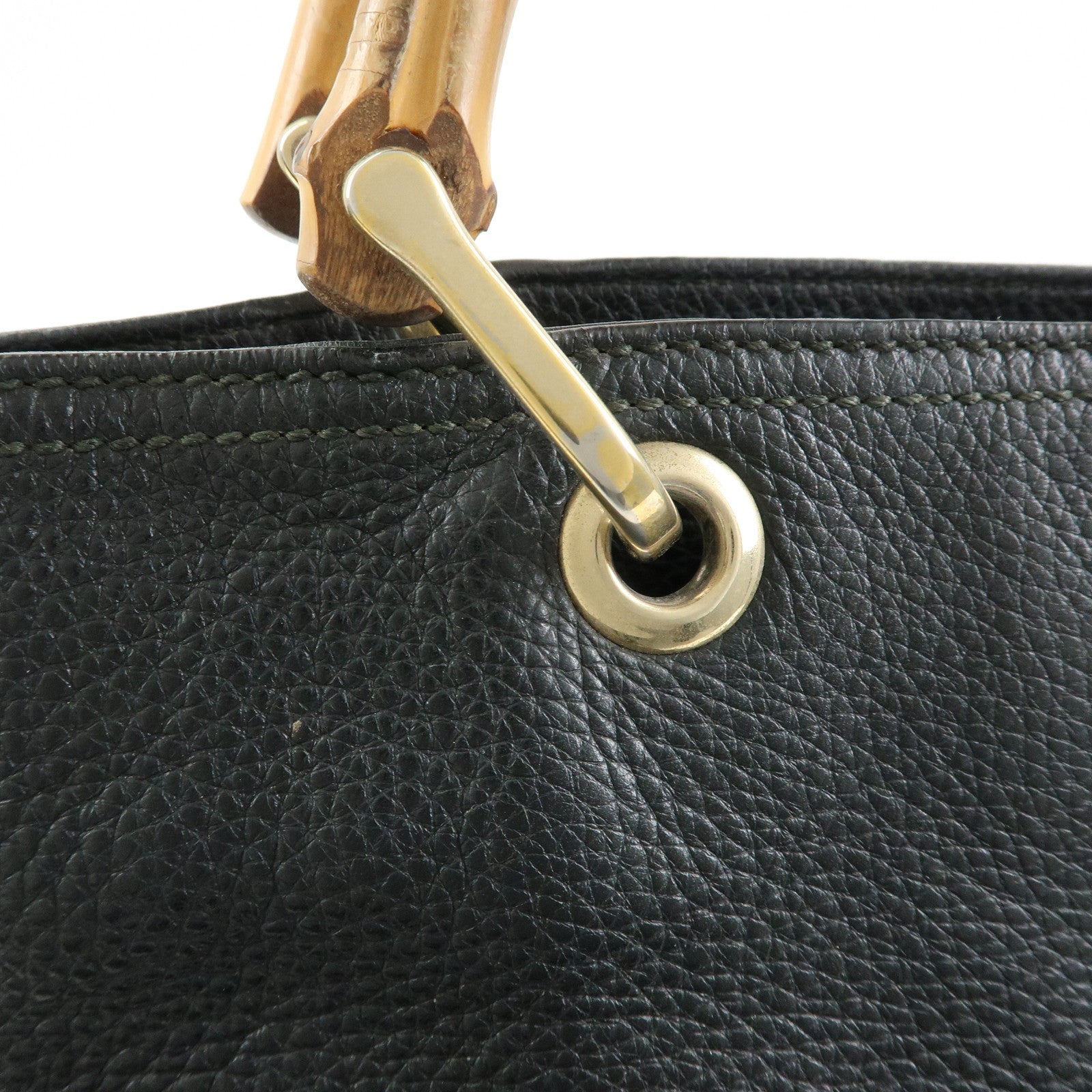 GUCCI Bamboo Shopper Leather 2Way Bag Tote Bag Black 323663