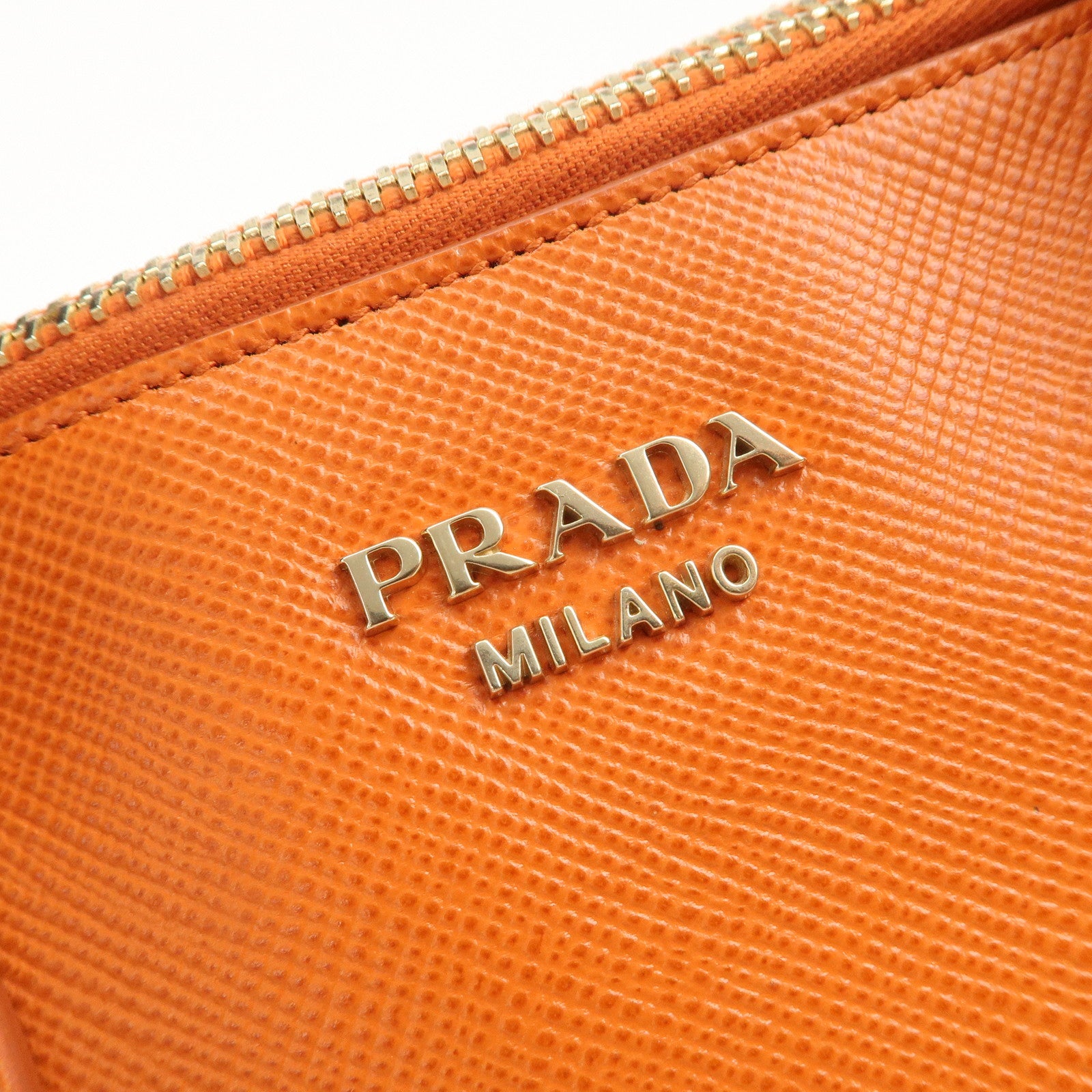 PRADA Logo Saffiano Leather Hand Bag Orange BN2560