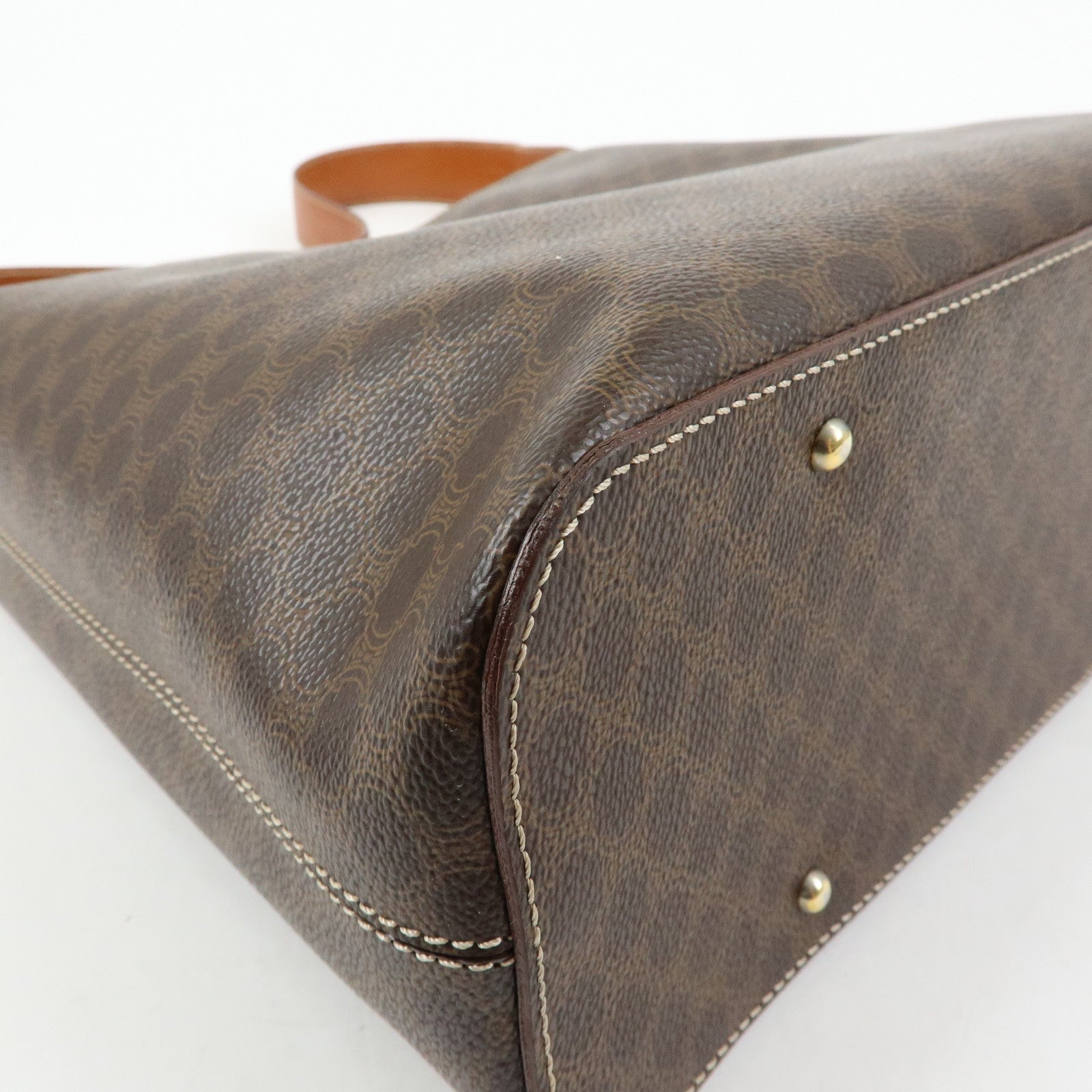 CELINE Macadam PVC Canvas Leather Shoulder Bag Brown