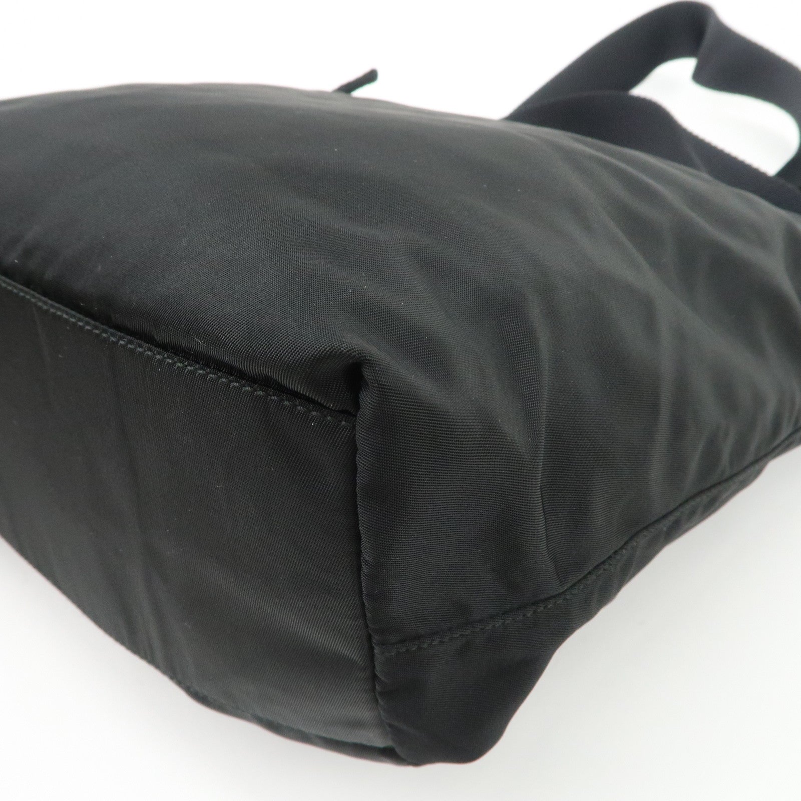 PRADA Triangle Logo Nylon Tote Bag Shoulder Bag Hand Bag Black