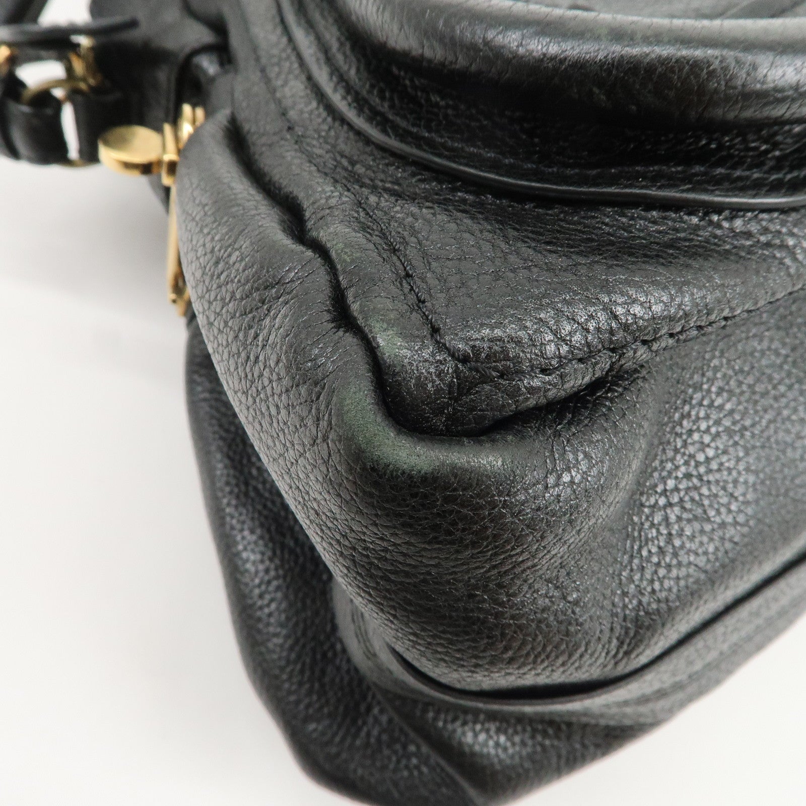 Chloe Paraty Logo Leather 2WAY Bag Shoulder Bag Hand Bag Black