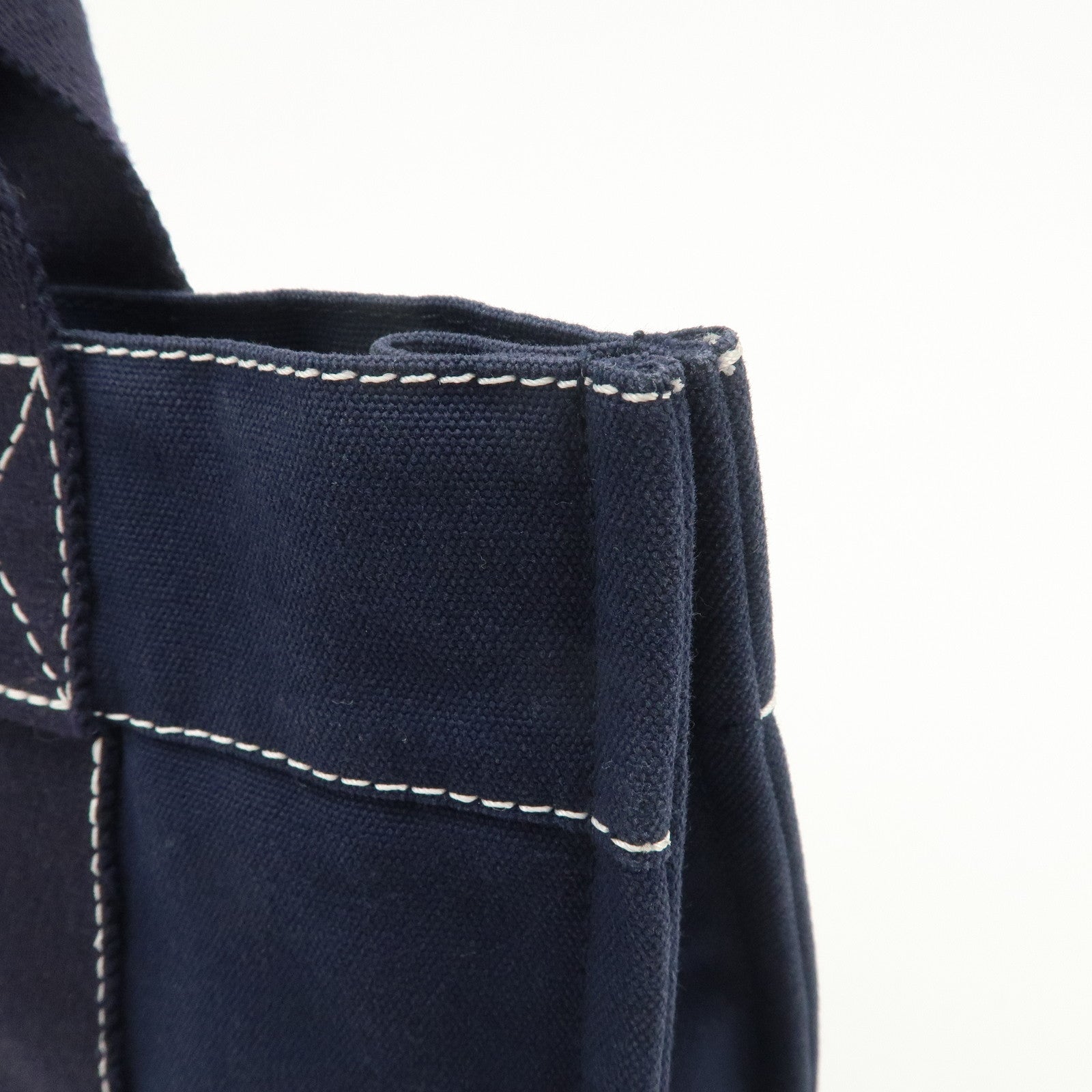 HERMES Deauville PM Cotton Tote Bag Hand Bag Navy