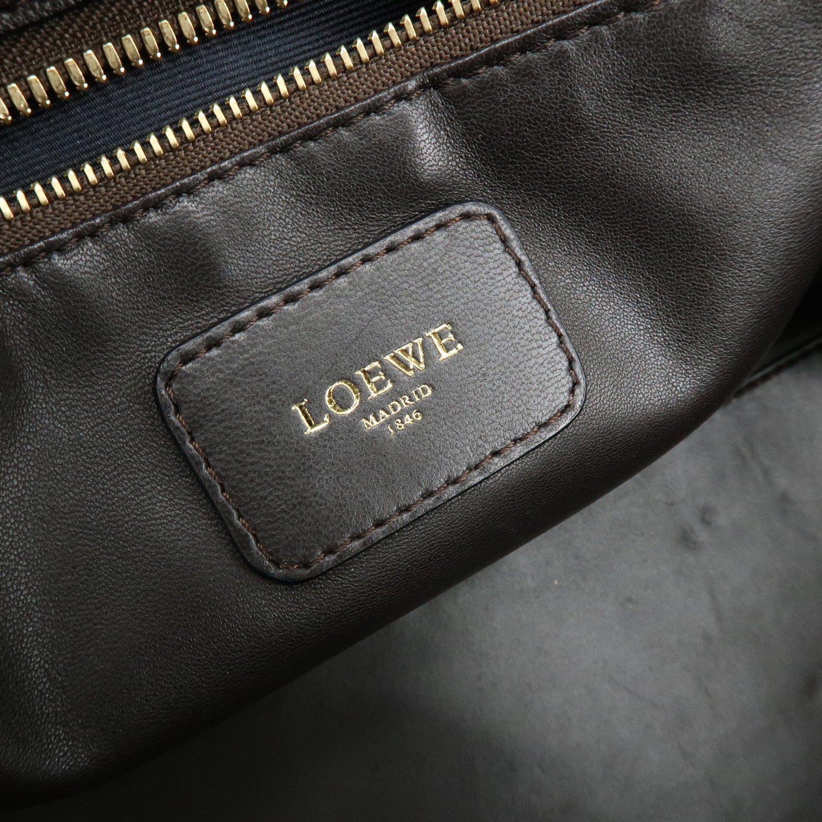 LOEWE Anagram Amazona 36 Hand Bag Boston Bag Dark Brown