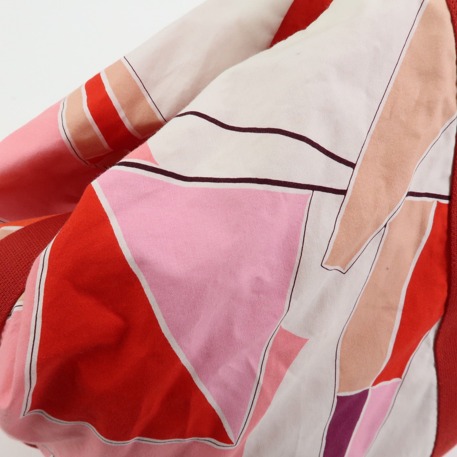 HERMES Cotton Beach Bag Cabas Drapeaux Au Vent Pink Red