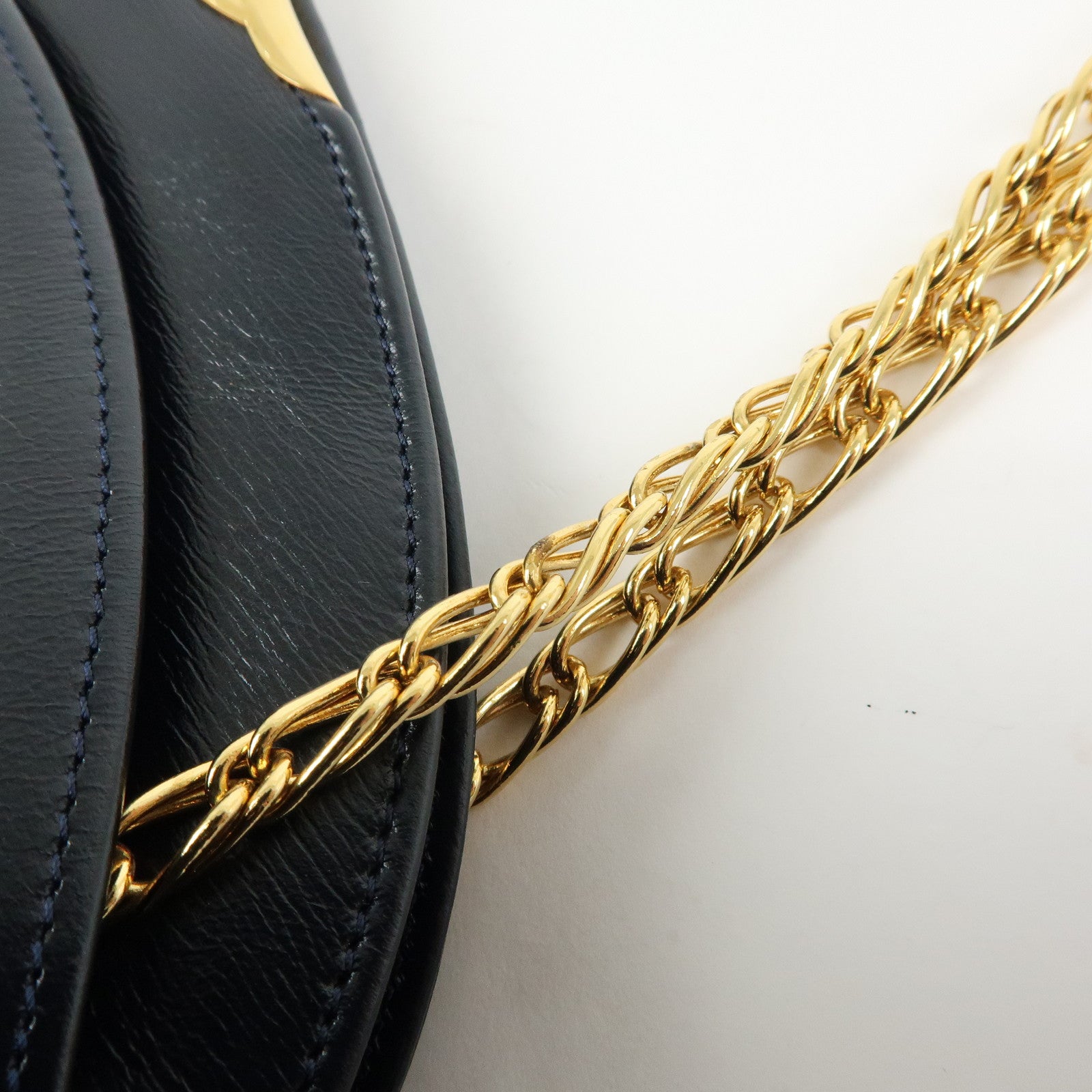 Cartier Sapphire Line Leather Shoulder Bag Crossbody Bag Dark Navy