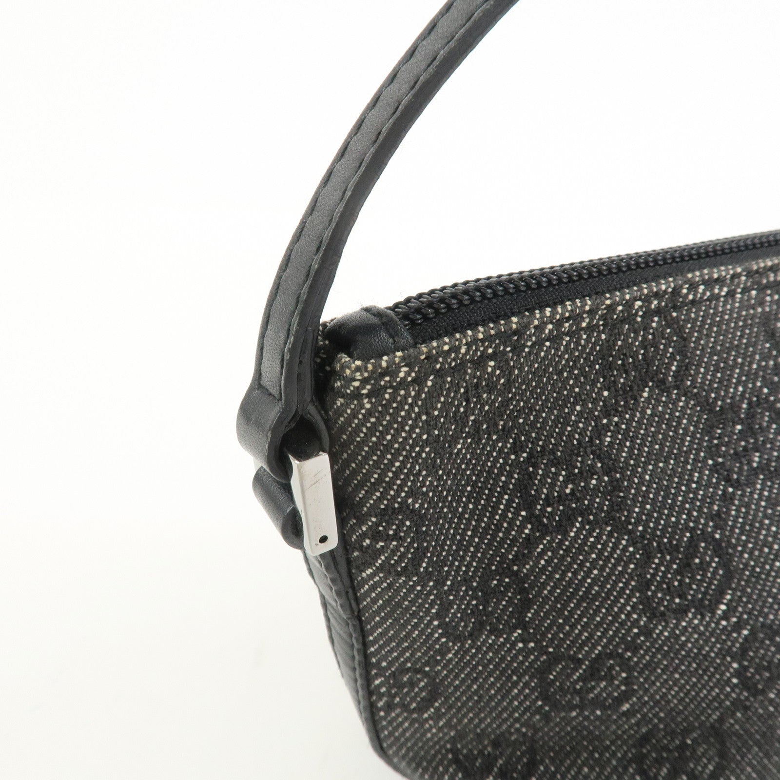 GUCCI Boat Bag GG Canvas Leather Accessory Pouch Black 07198