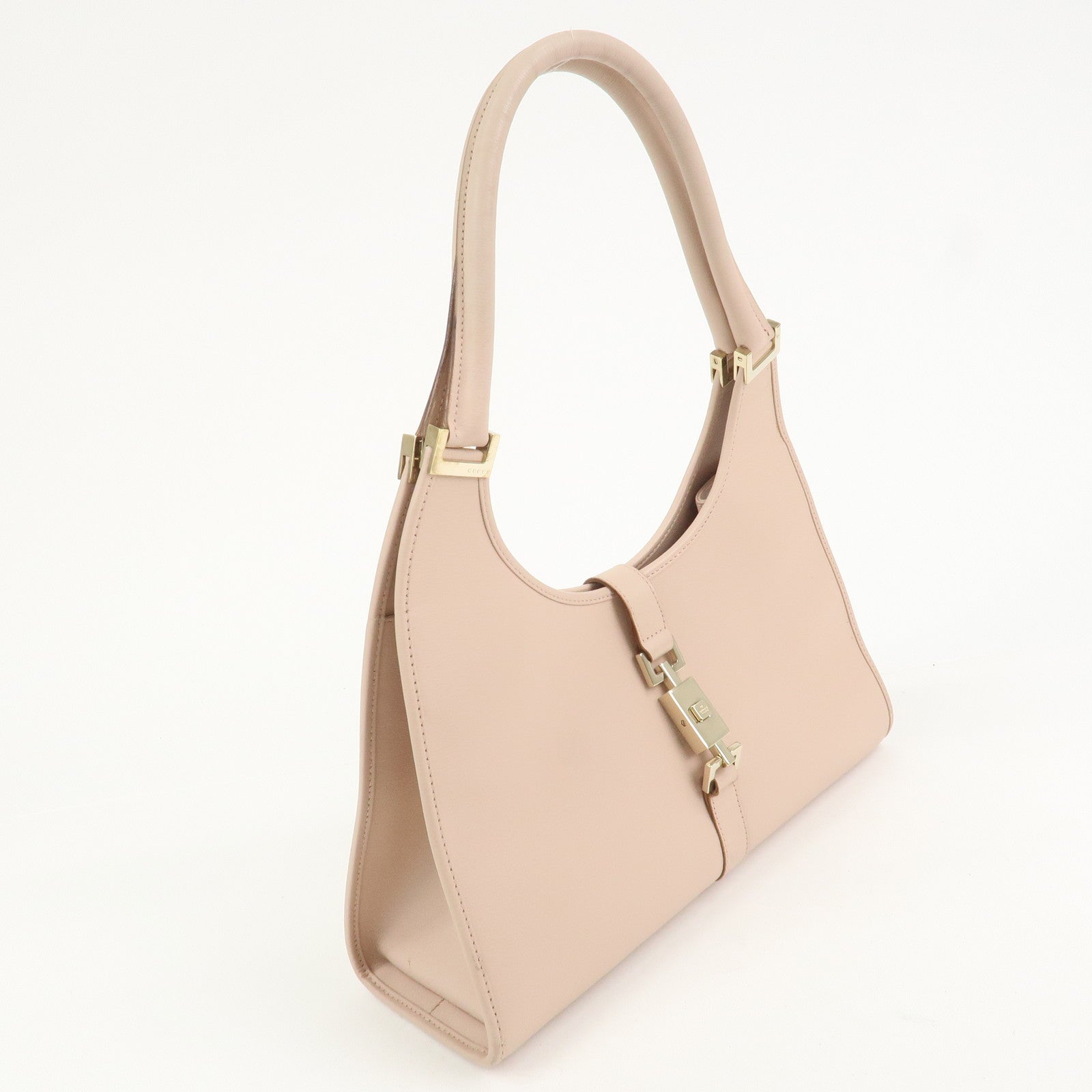 GUCCI Jackie Logo Leather Shoulder Bag Hand Bag Pink 002.1067