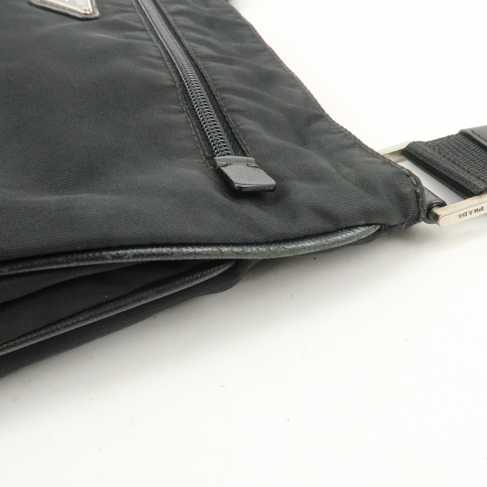 PRADA Triangle Logo Nylon Shoulder Bag Crossbody Bag Black