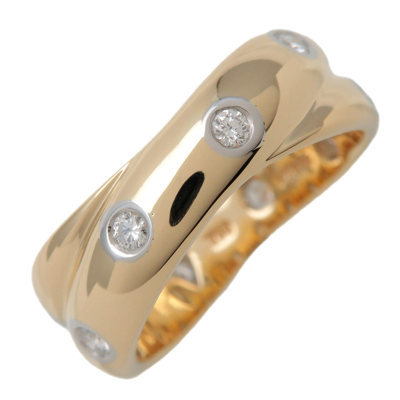 Tiffany & Co Dots Twist Diamond Ring 750YG PT950 US5.5 EU50 HK11