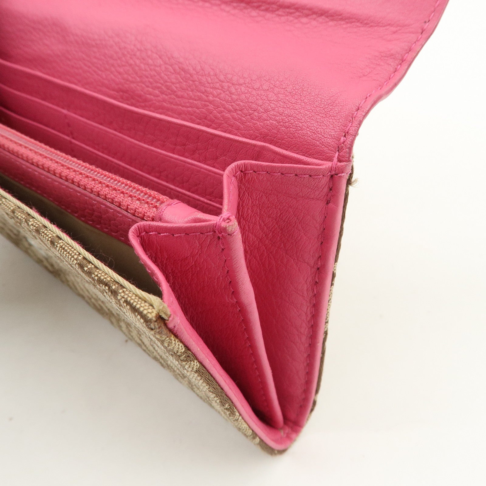 Christian Dior Trotter Street Chic Canvas Leather Long Wallet Pink