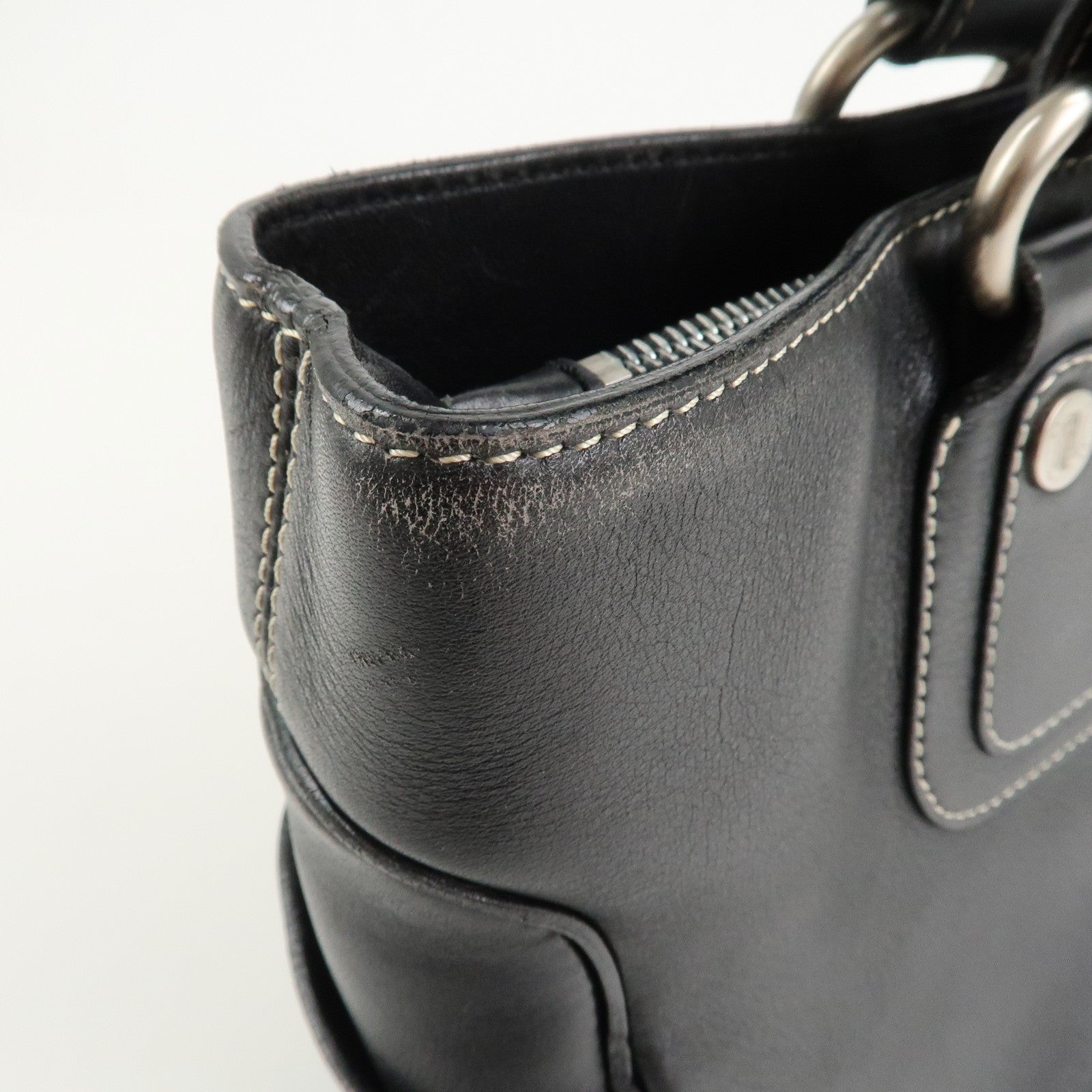 CELINE Boogie Bag Leather Hand Bag Tote Bag Black
