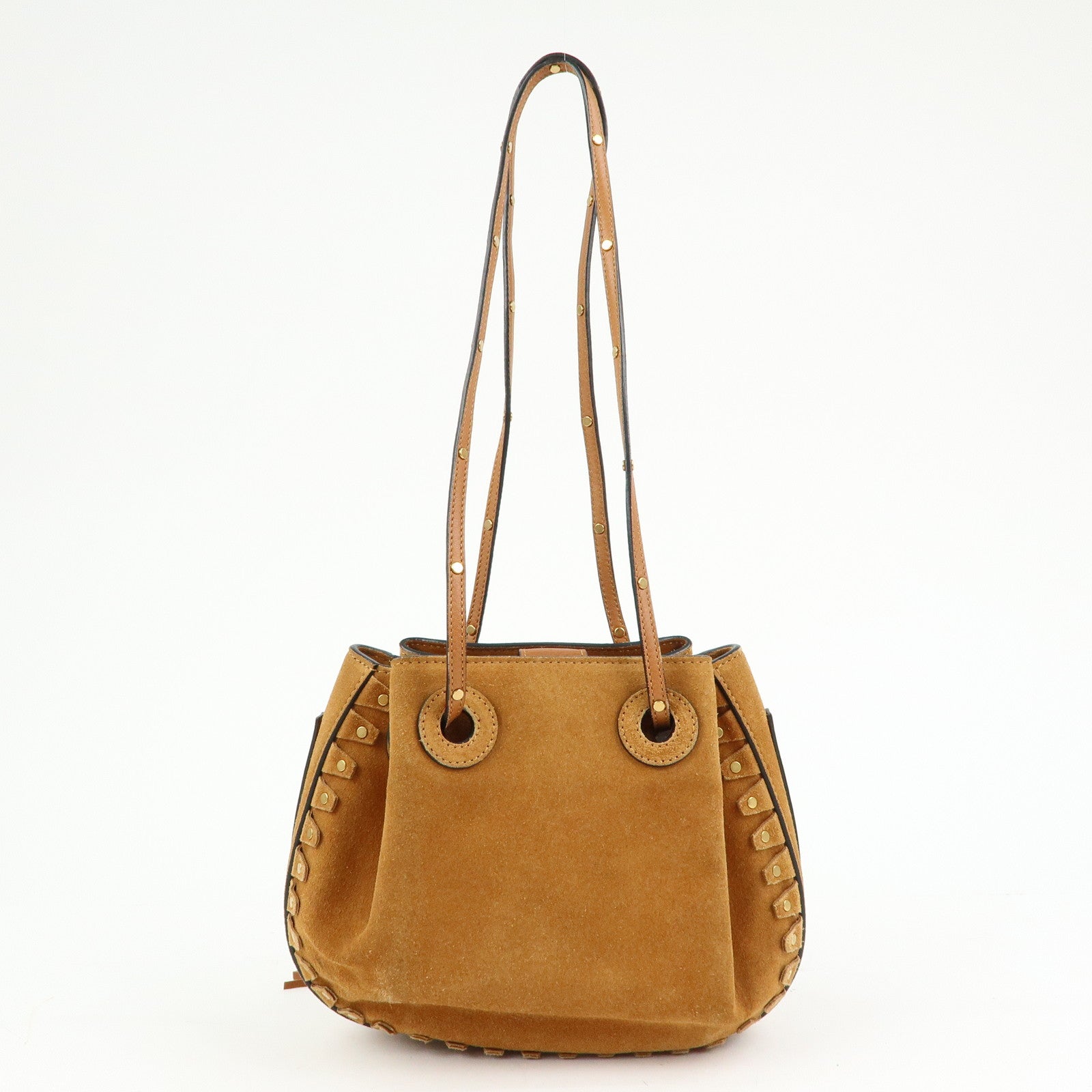 Chloe Suede Leather Tassel Shoulder Bag Crossbody Bag Brown