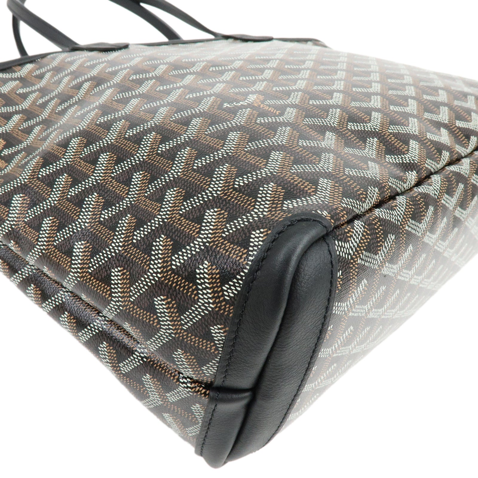 GOYARD Artois PM PVC Leather Tote Bag Hand Bag Black Brown