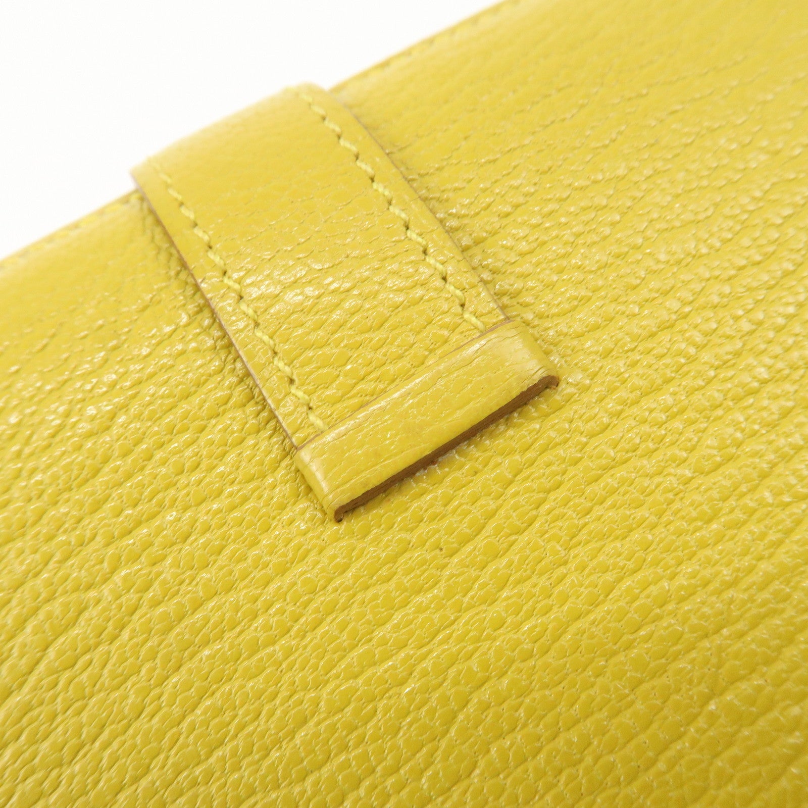 HERMES Leather Bearn Mini Compact Wallet D Stamped Yellow