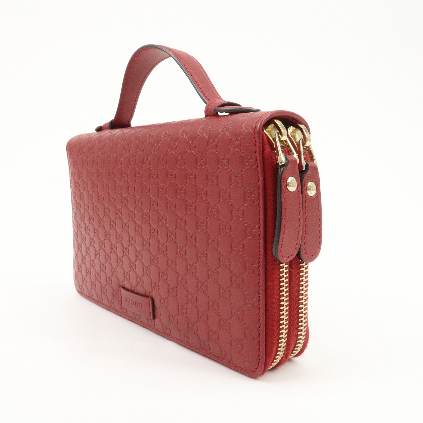 GUCCI Micro Guccissima Leather Travel Case Clutch Bag Red 544250 Used