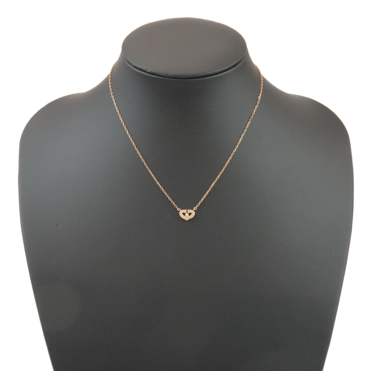 Cartier C Heart 1P Diamond Necklace K18 750PG Rose Gold