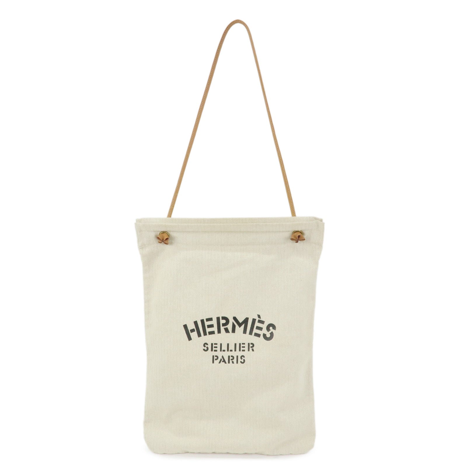 HERMES Aline GM Canvas Leather Shoulder Bag Hand Bag Natural
