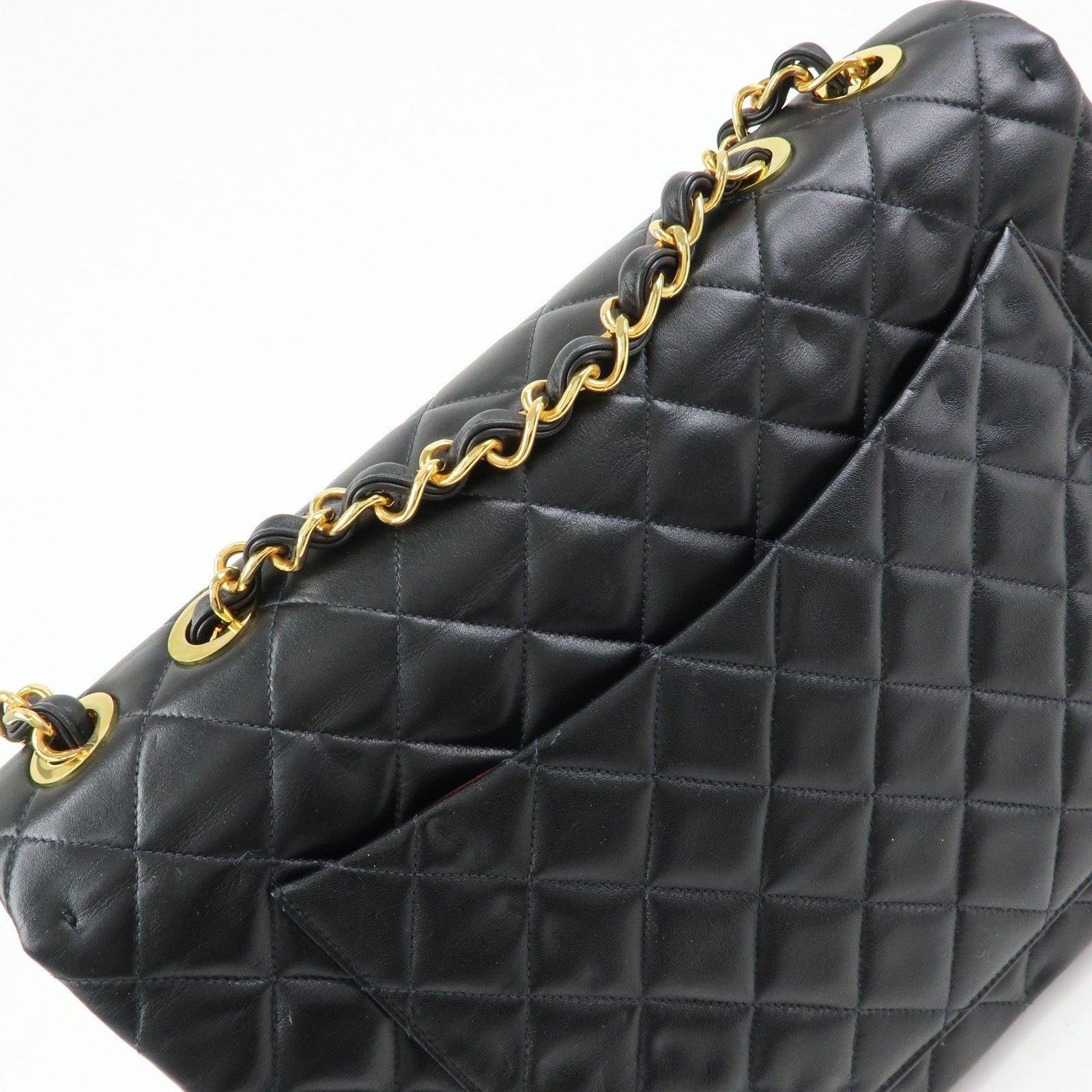 CHANEL Jumbo Matelasse 34 Lamb Skin Flap Shoulder Bag Black A01094