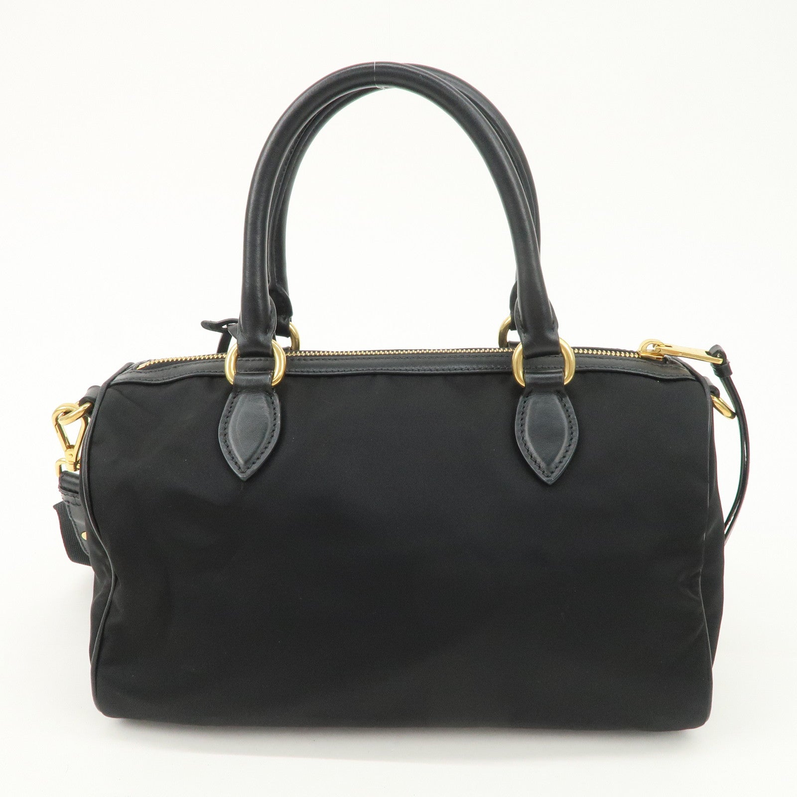 PRADA Nylon Leather 2Way Bag Hand Bag Shoulder Bag Black 1BA104