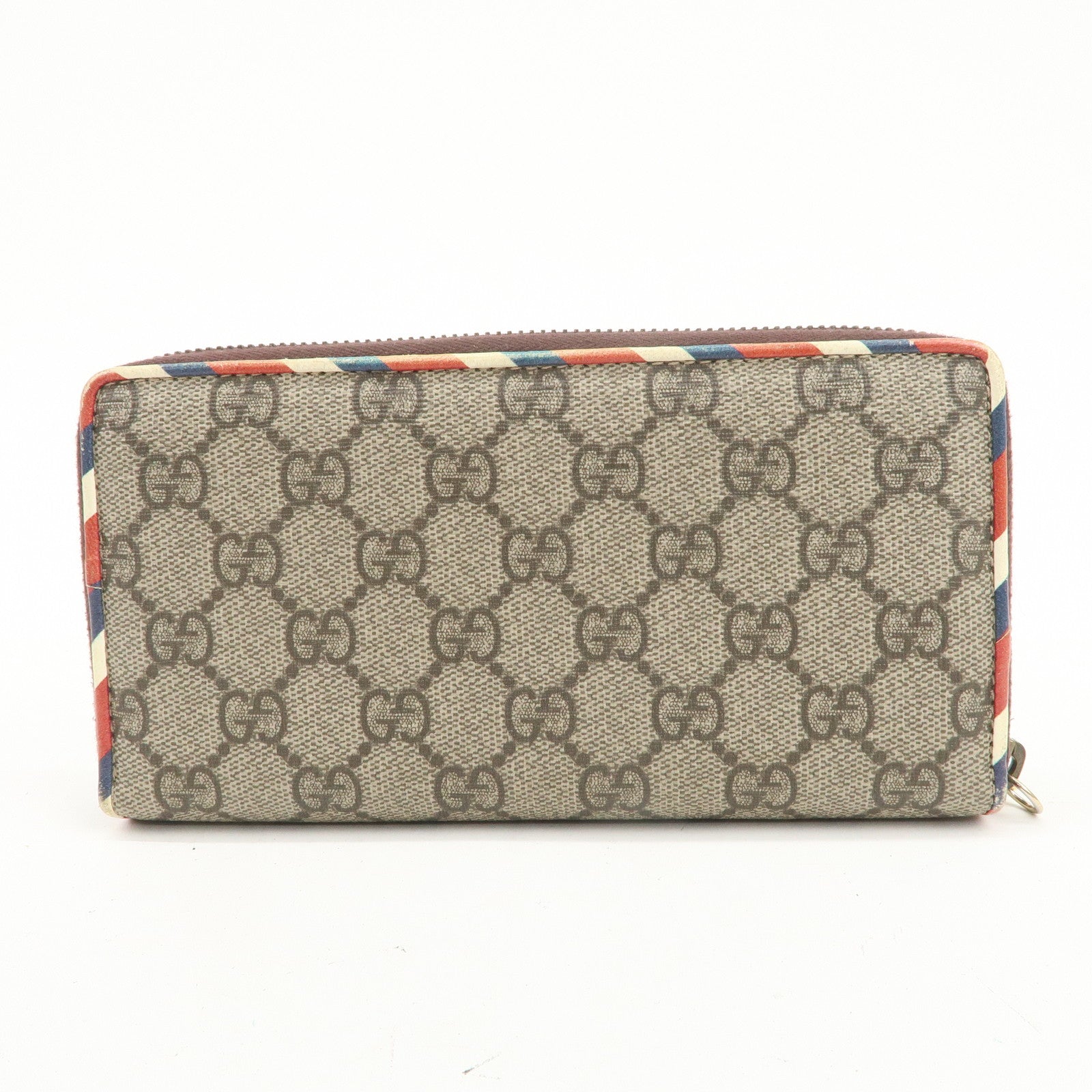 GUCCI GG Supreme Courier Round Zippy Long Wallet Beige 473909