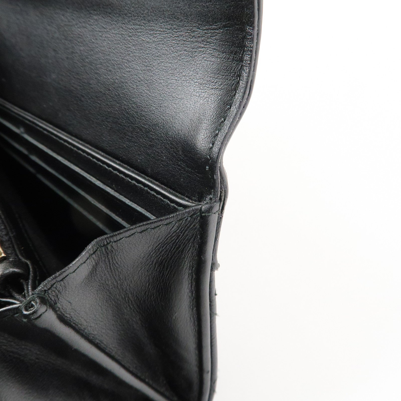 CHANEL Matelasse Caviar Skin CC Filigree Long Wallet Black A84448 Used