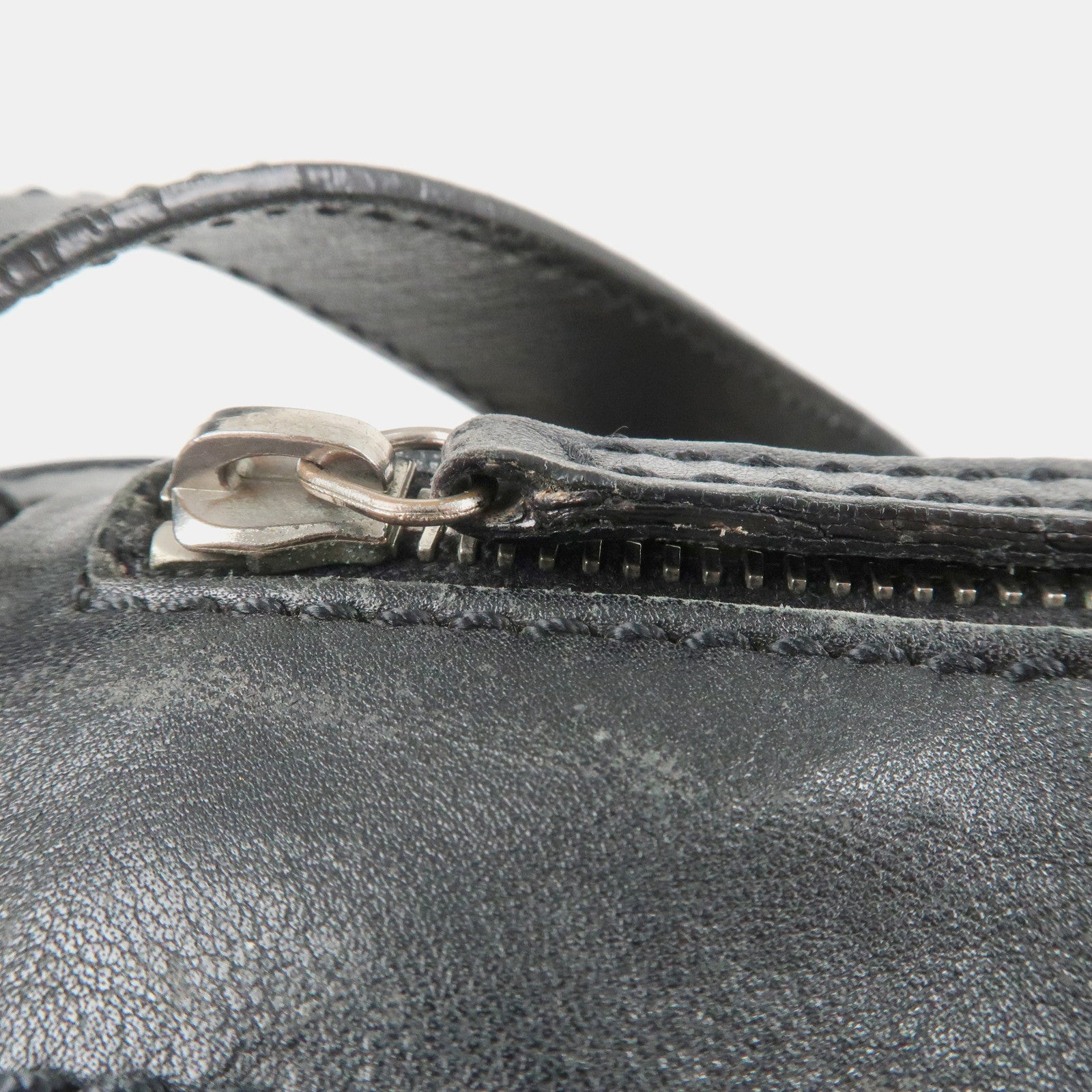 CHANEL COCO Mark Lamb Skin Tweed Shoulder Bag Hand Bag Black Silver HDW Used