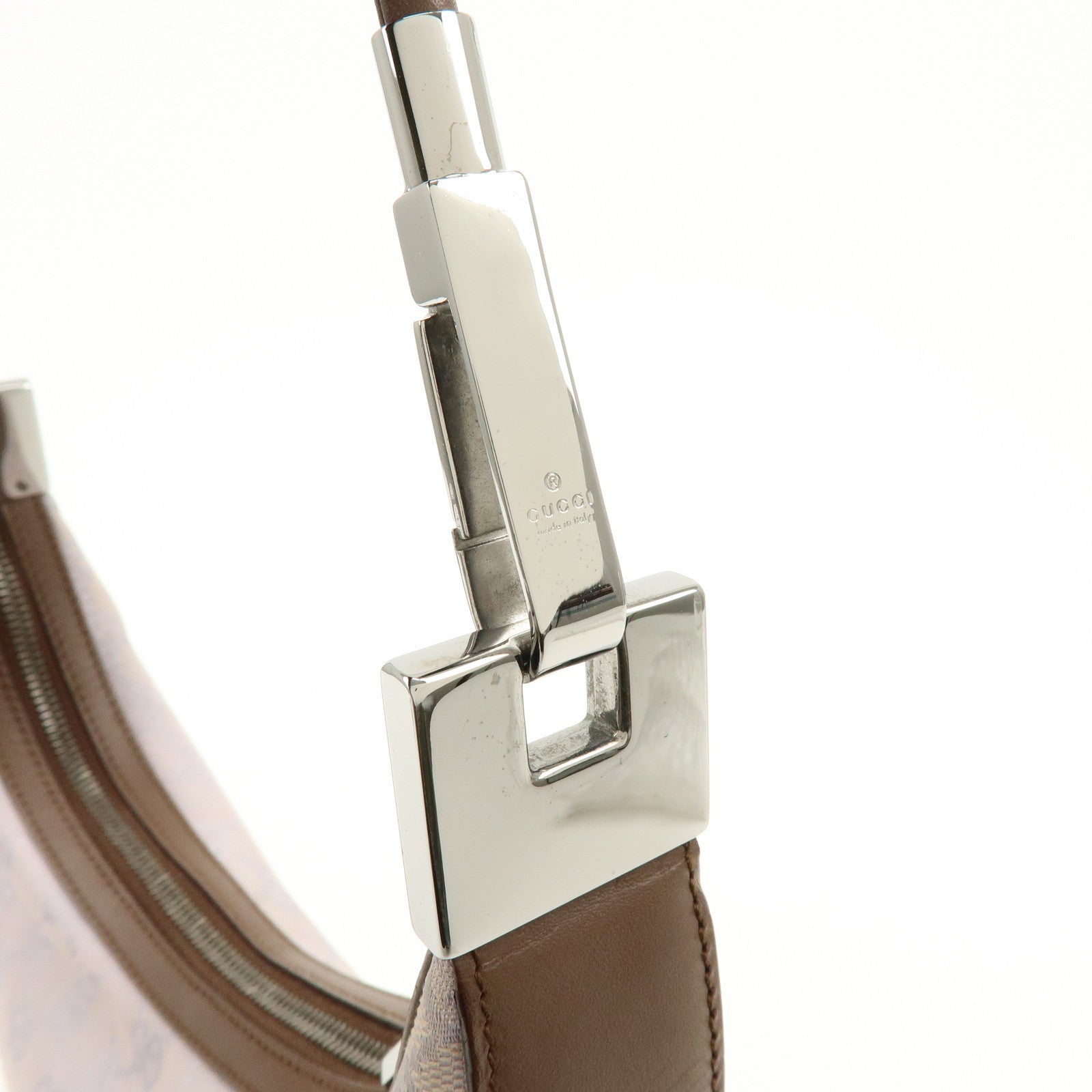 GUCCI GG Canvas Leather Shoulder Bag Hand Bag Purple Brown 01233