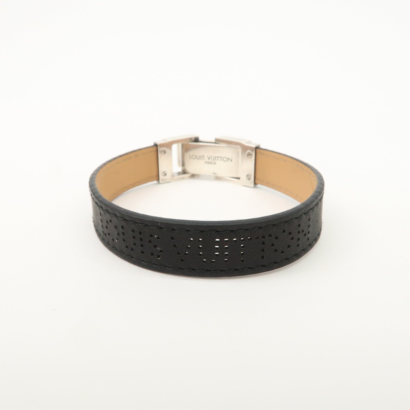Louis Vuitton Leather Bracelet SV925 Noir Used
