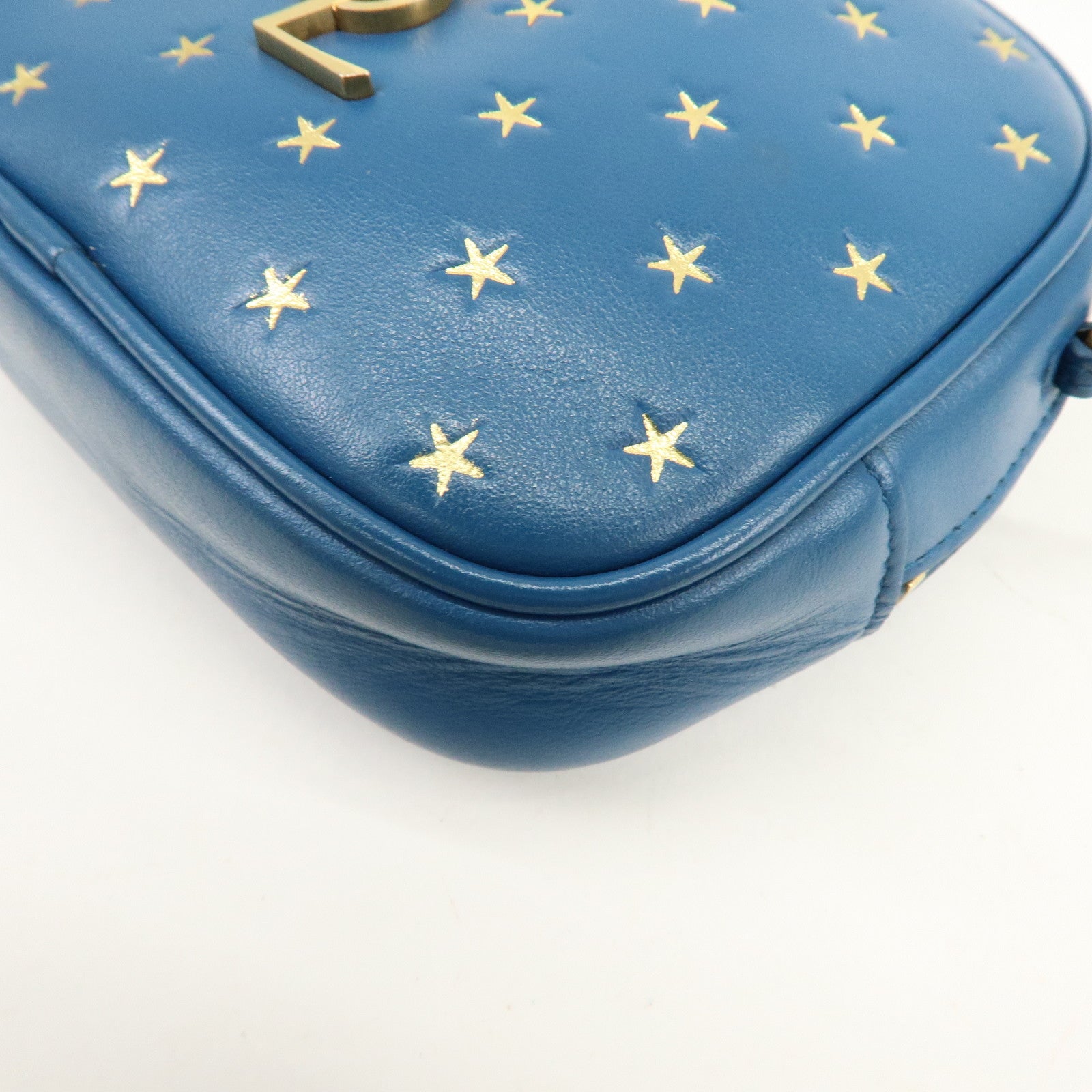 SAINT LAURENT PARIS Leather Shoulder Bag Crossbody Bag Blue