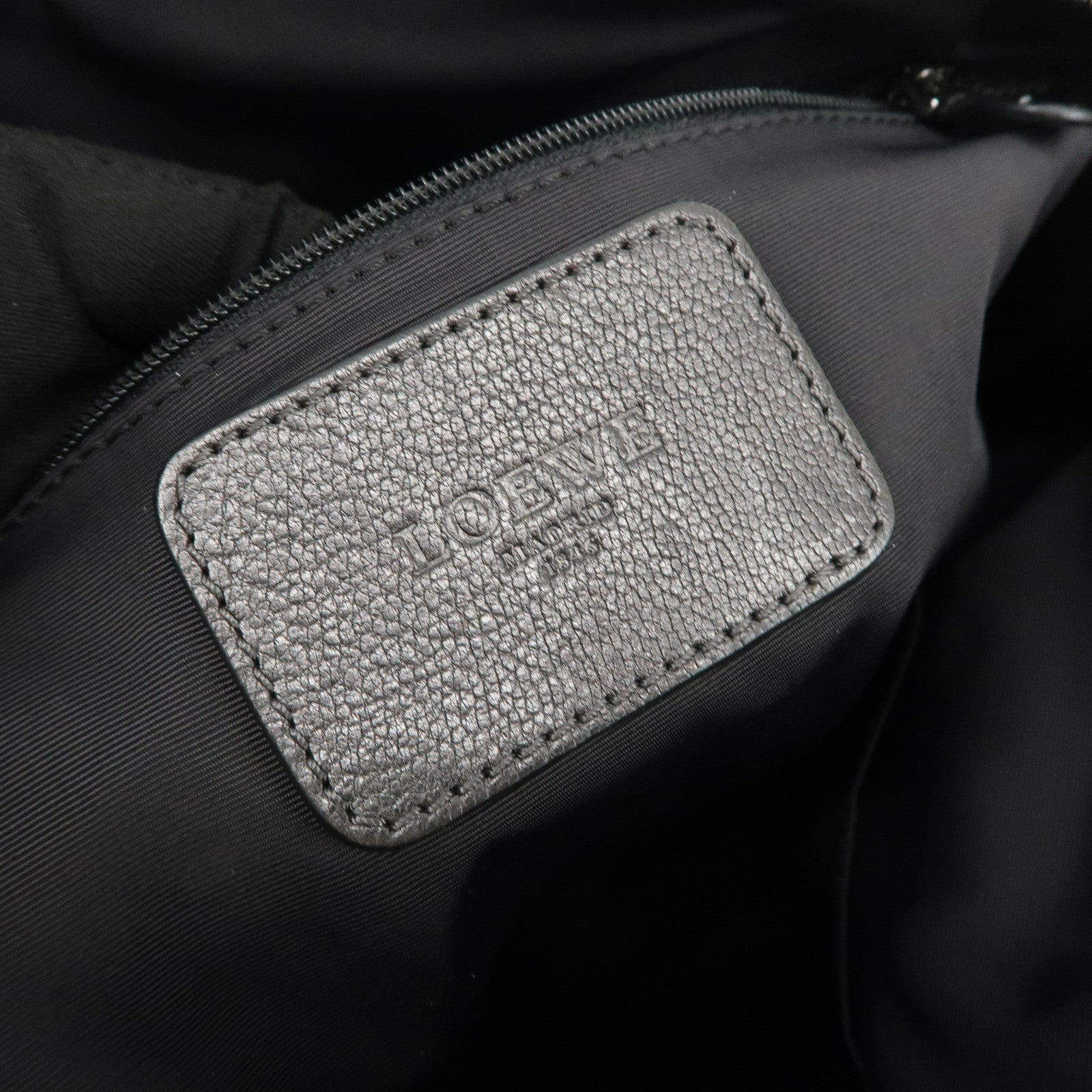 LOEWE Anagram Leather 2WAY Bag Shoulder Bag Hand Bag Metallic Gray