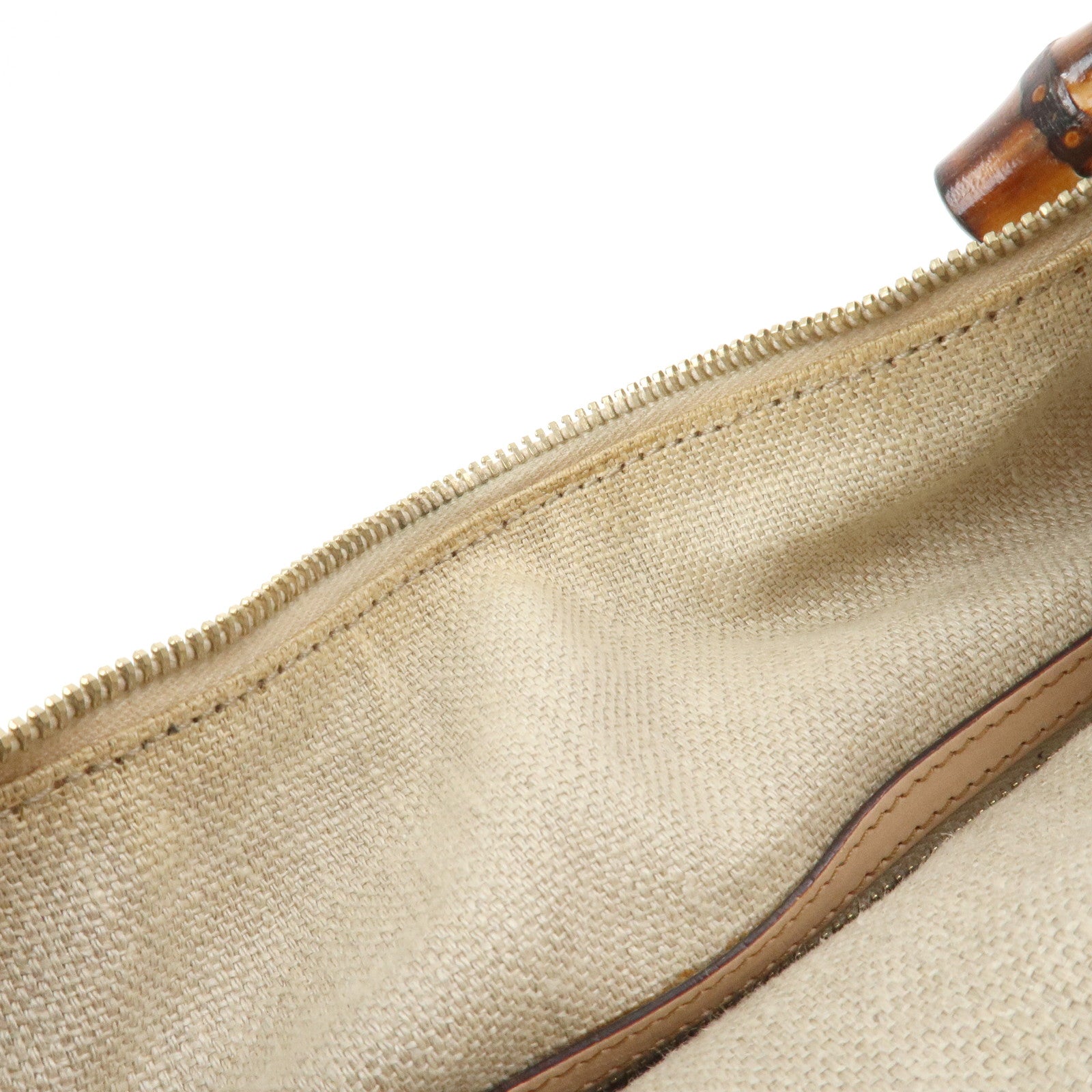 GUCCI Bamboo Canvas Leather Shoulder Bag Flora Ivory Pink 137383