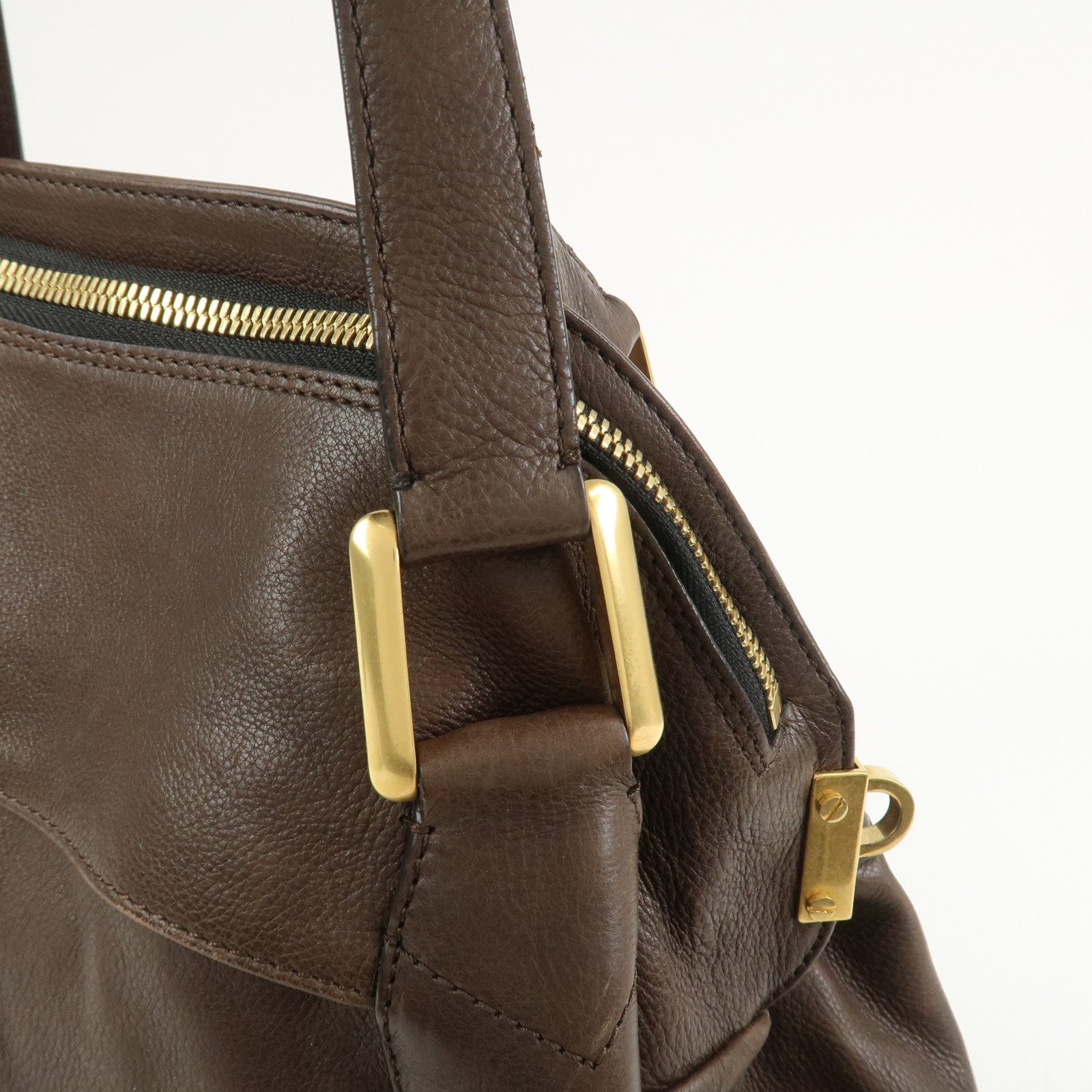 Chloe Marcie Leather 2Way Bag Shoulder Hand Bag Brown 03.10.662