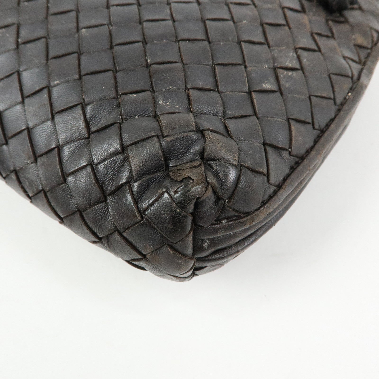 BOTTEGA VENETA Intrecciato Nodini Leather Shoulder Bag Brown 245354
