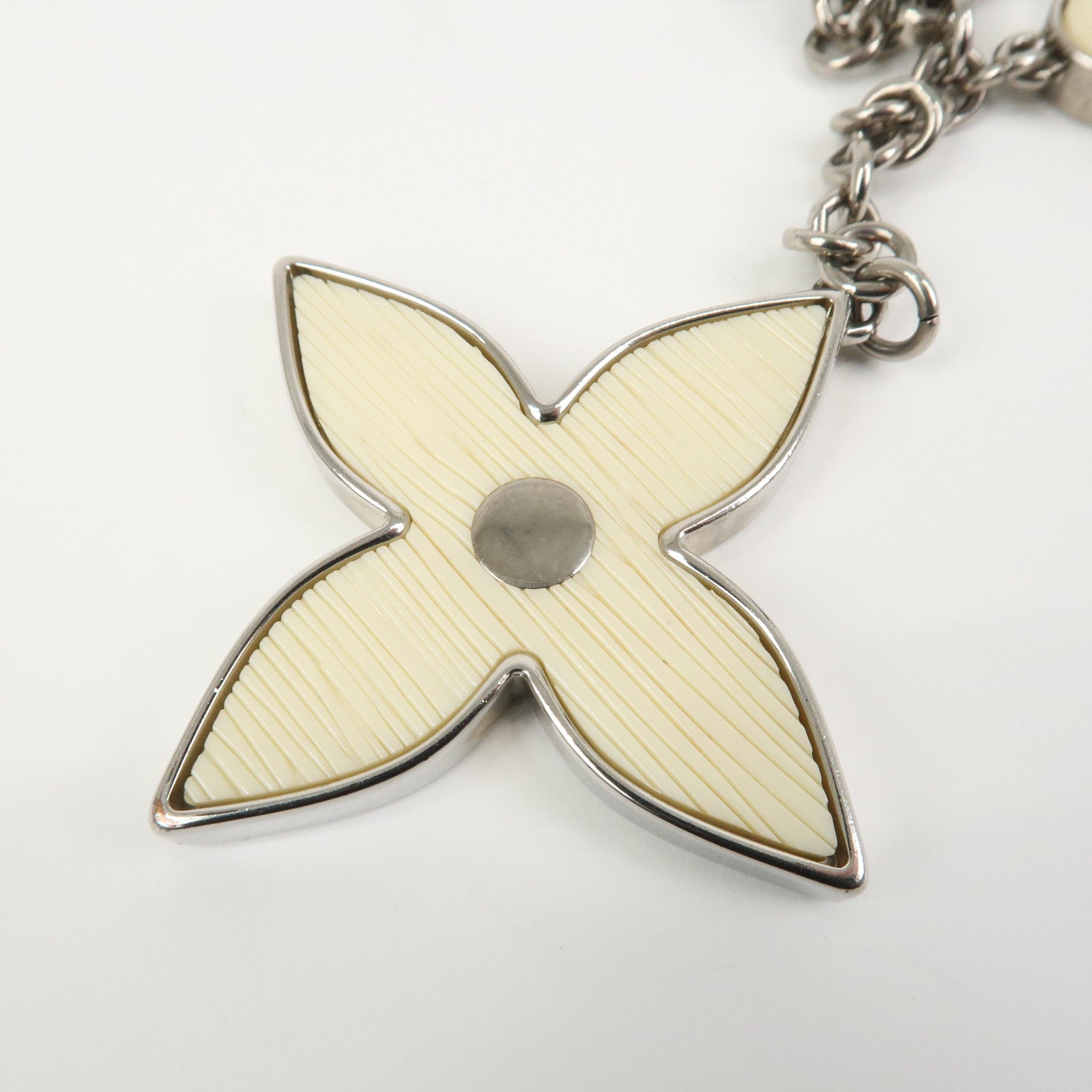 Louis Vuitton Bijoux Sac Fleur de Epi Bag Charm Silver White M65085