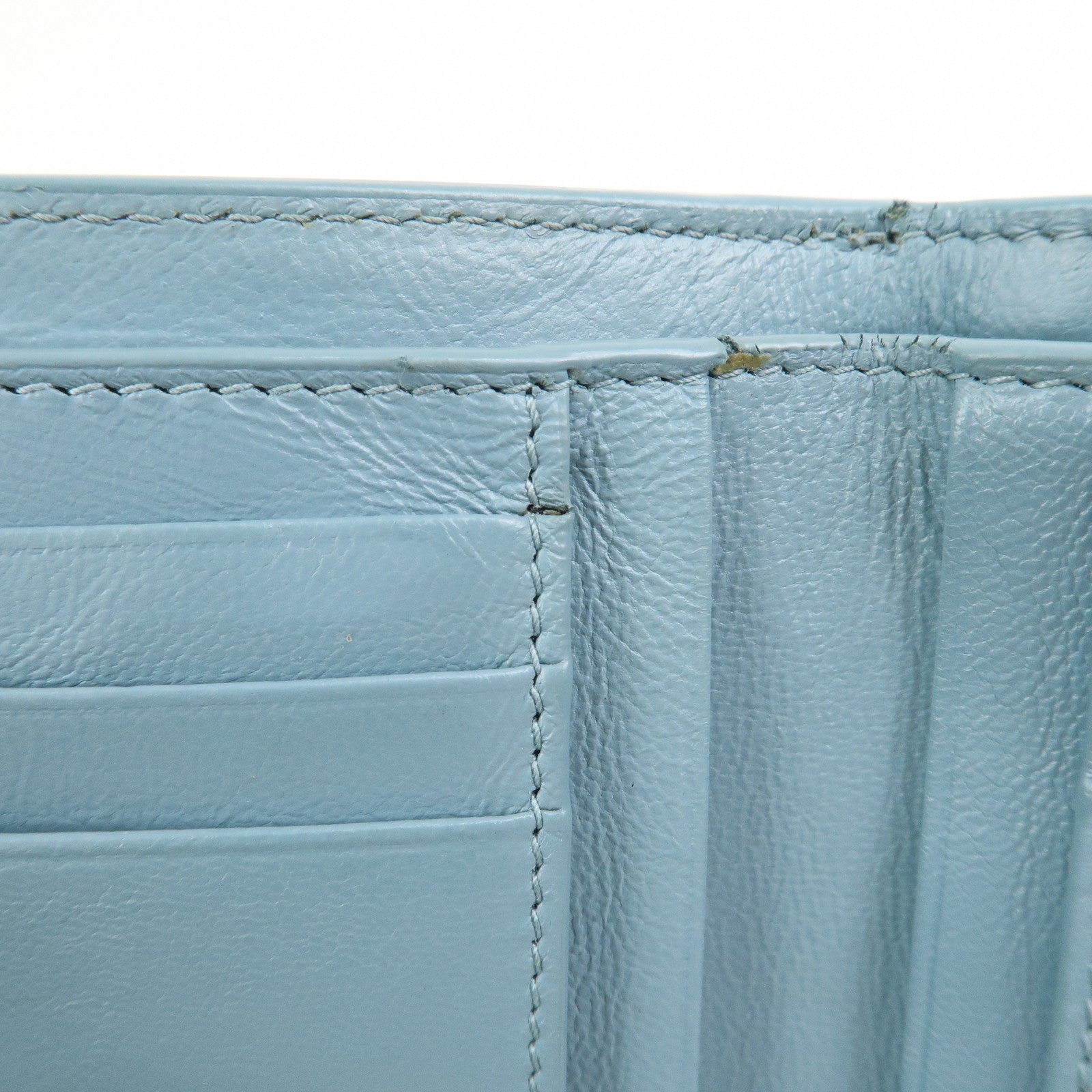 BALENCIAGA Leather Bi-Fold Compact Wallet Light Blue