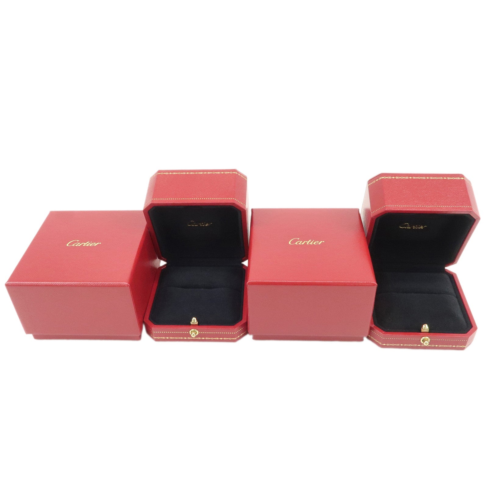 Cartier Set of 2 Jewelry Boxes Ring Boxes Red Gold