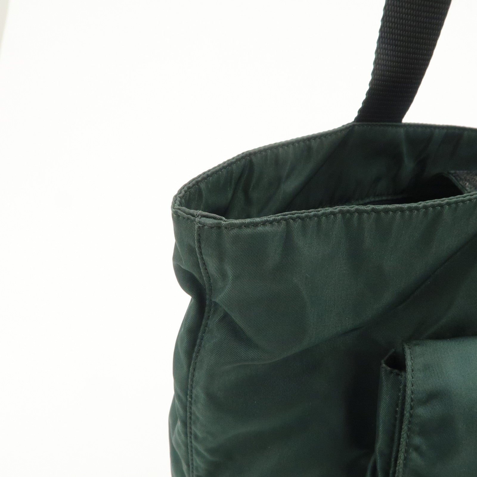 PRADA Triangle Logo Nylon Leather Shoulder Bag Hand Dark Green