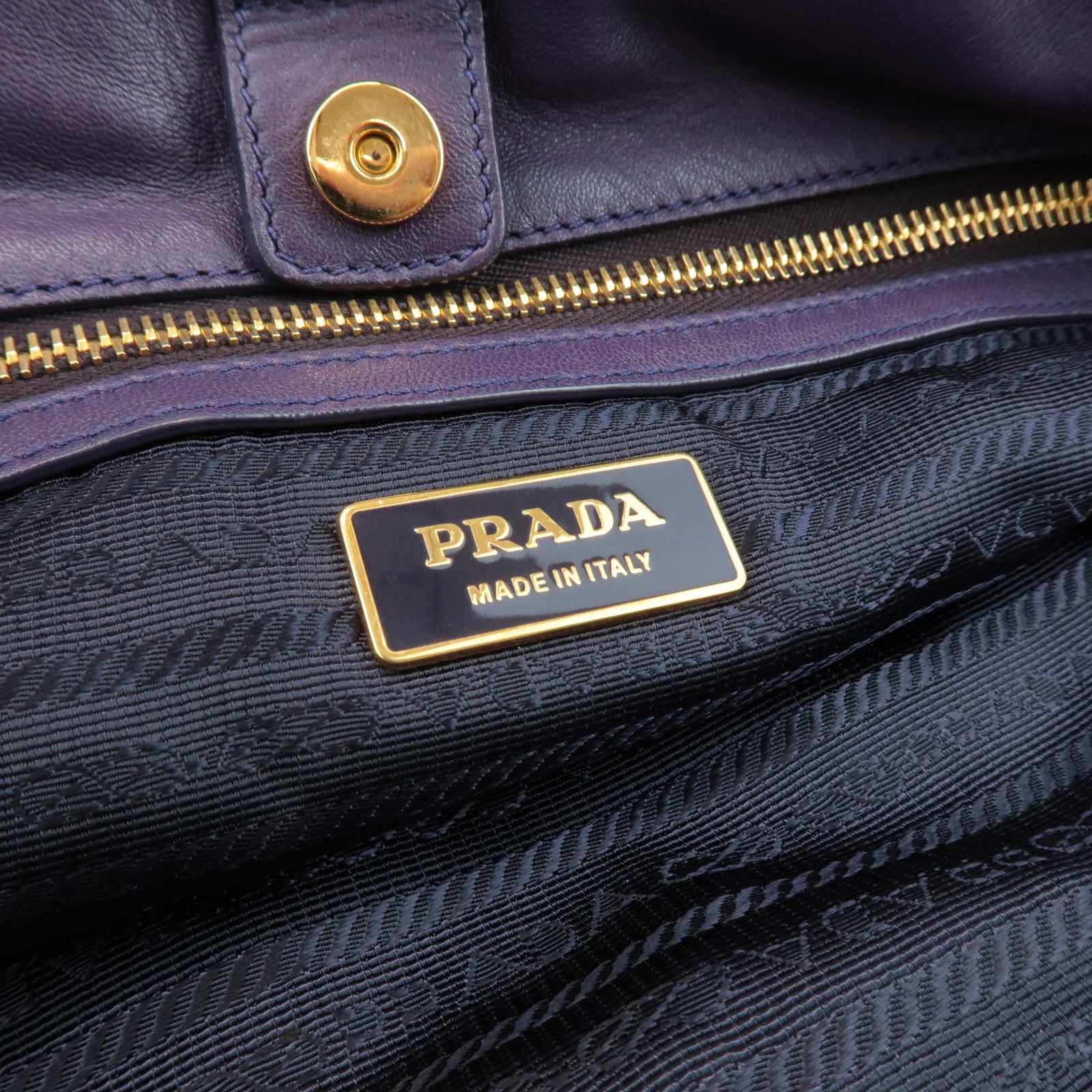 PRADA Triangle Logo Leather Nylon Tote Bag Shoulder Bag Purple Used