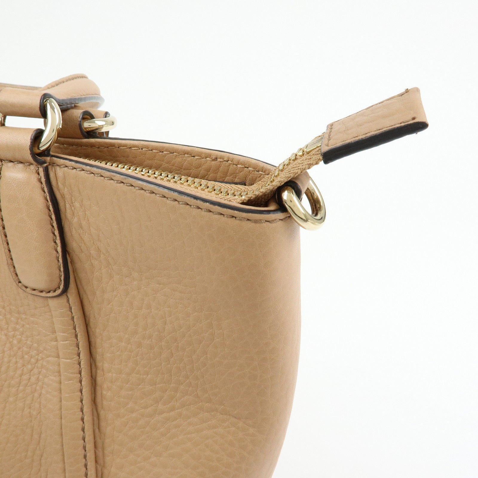 GUCCI SOHO Interlocking G Leather 2Way Hand Bag Beige 369176