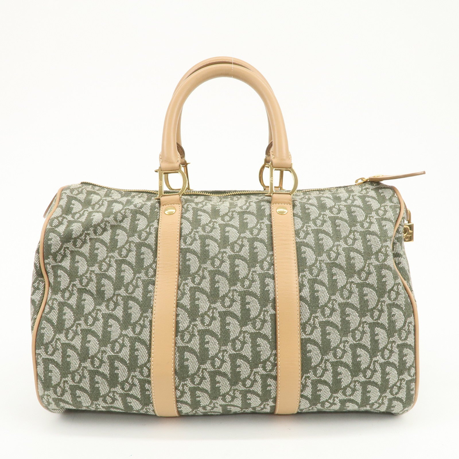 Christian Dior Trotter Canvas Leather Boston Bag Hand Bag Khaki