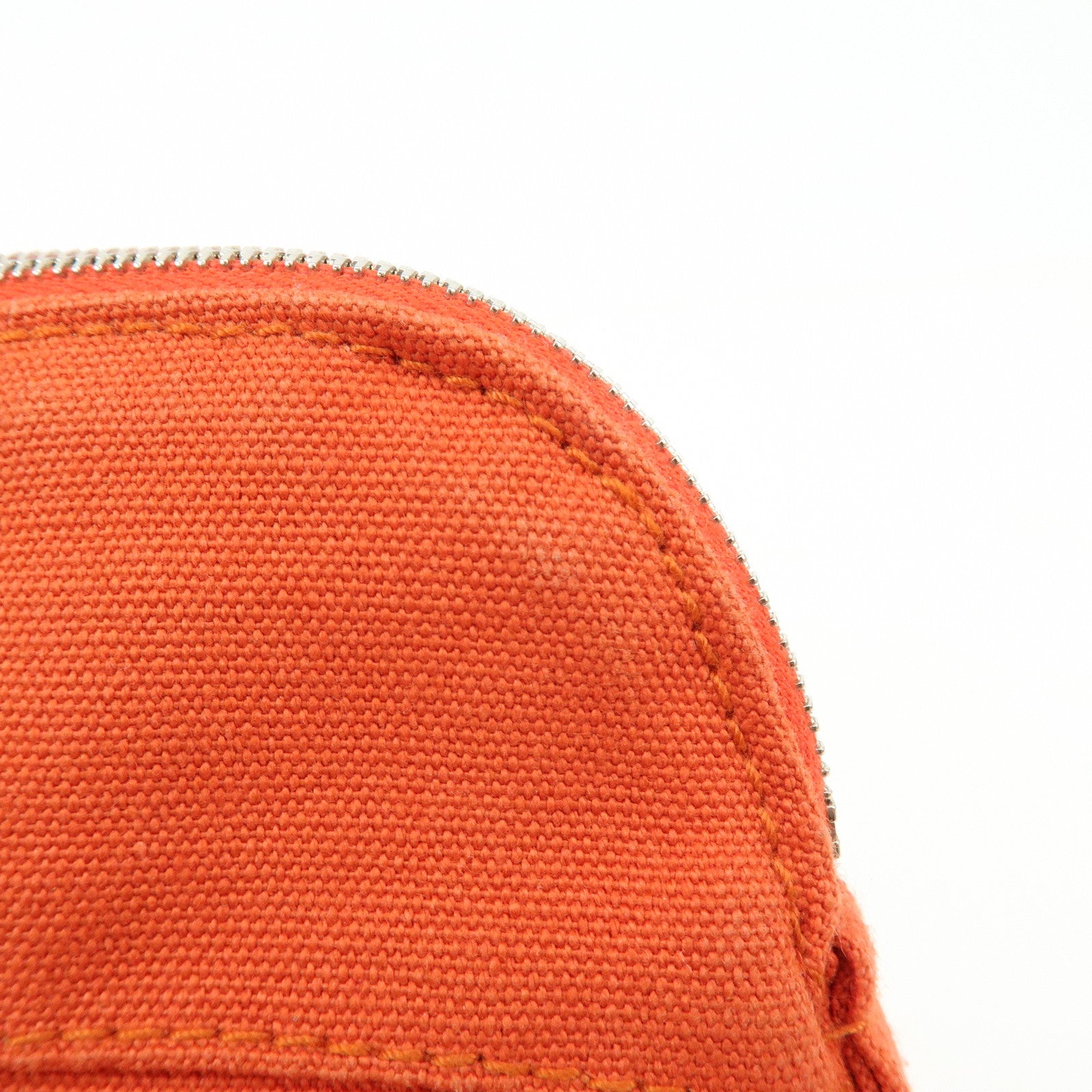 HERMES Bolide Mini Cotton Leather Pouch Cosmetic Pouch Orange