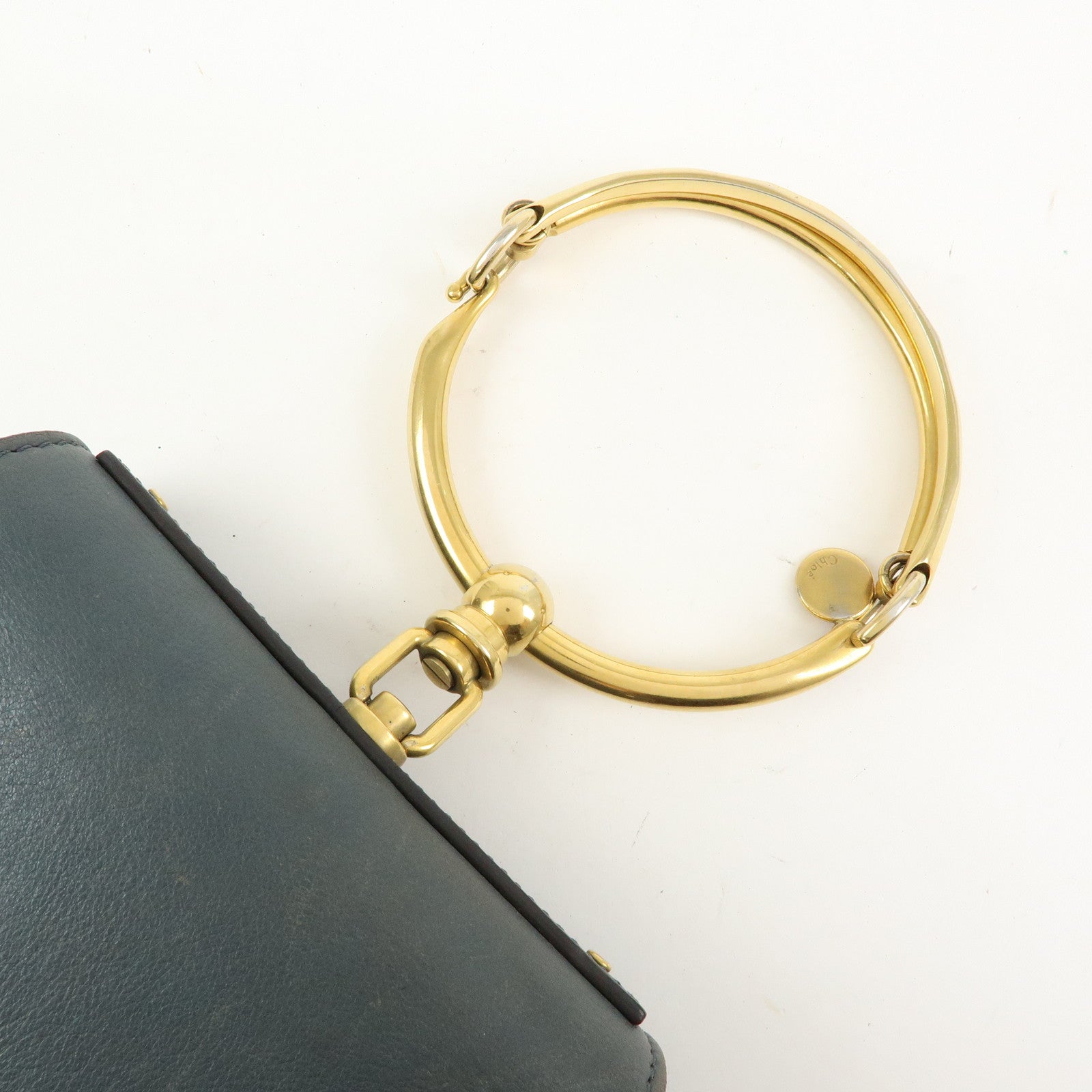 Chloe Nile Leather 2Way Bag Hand Bag Bracelet Bag Blue