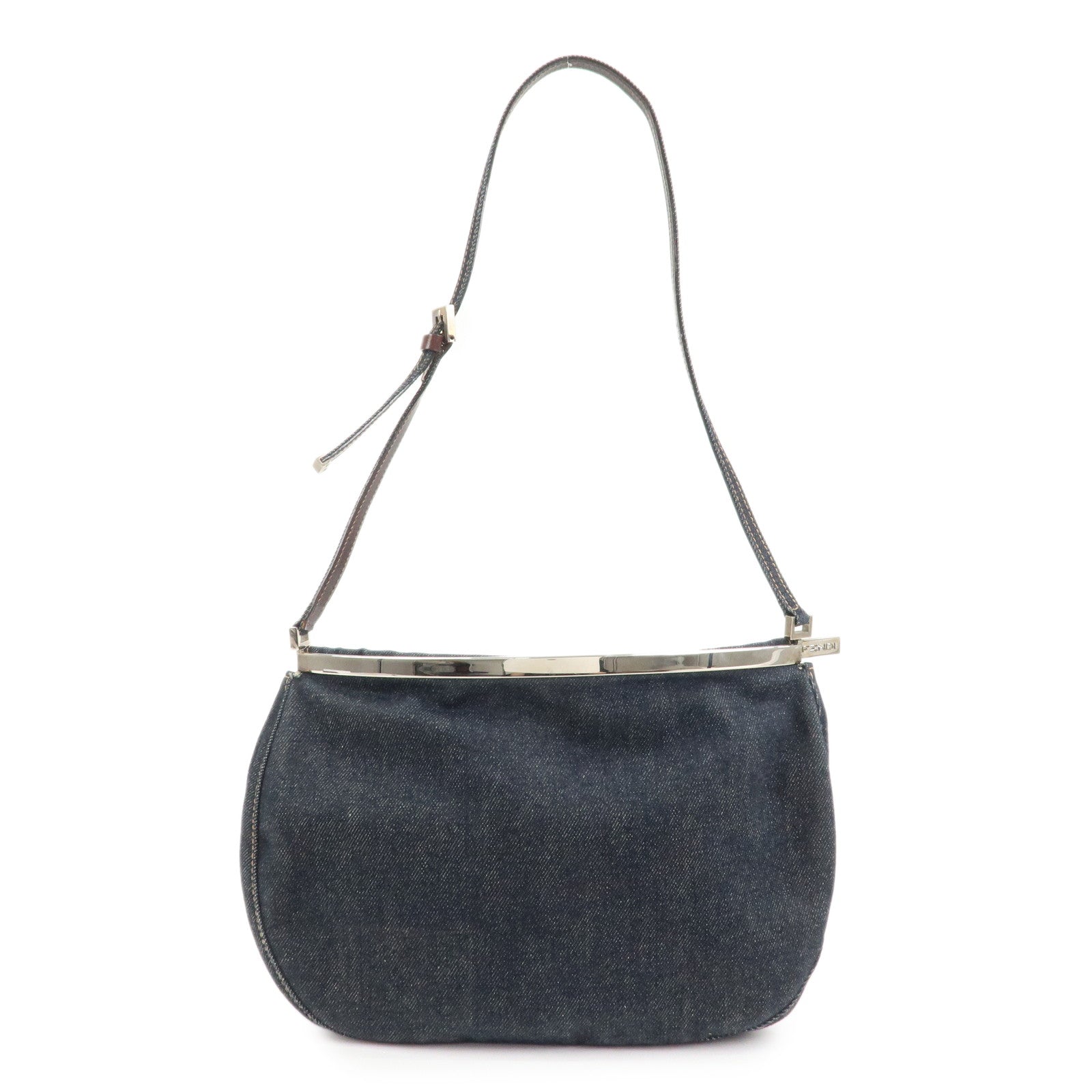 FENDI Denim Shoulder Bag Hand Bag Navy 26736
