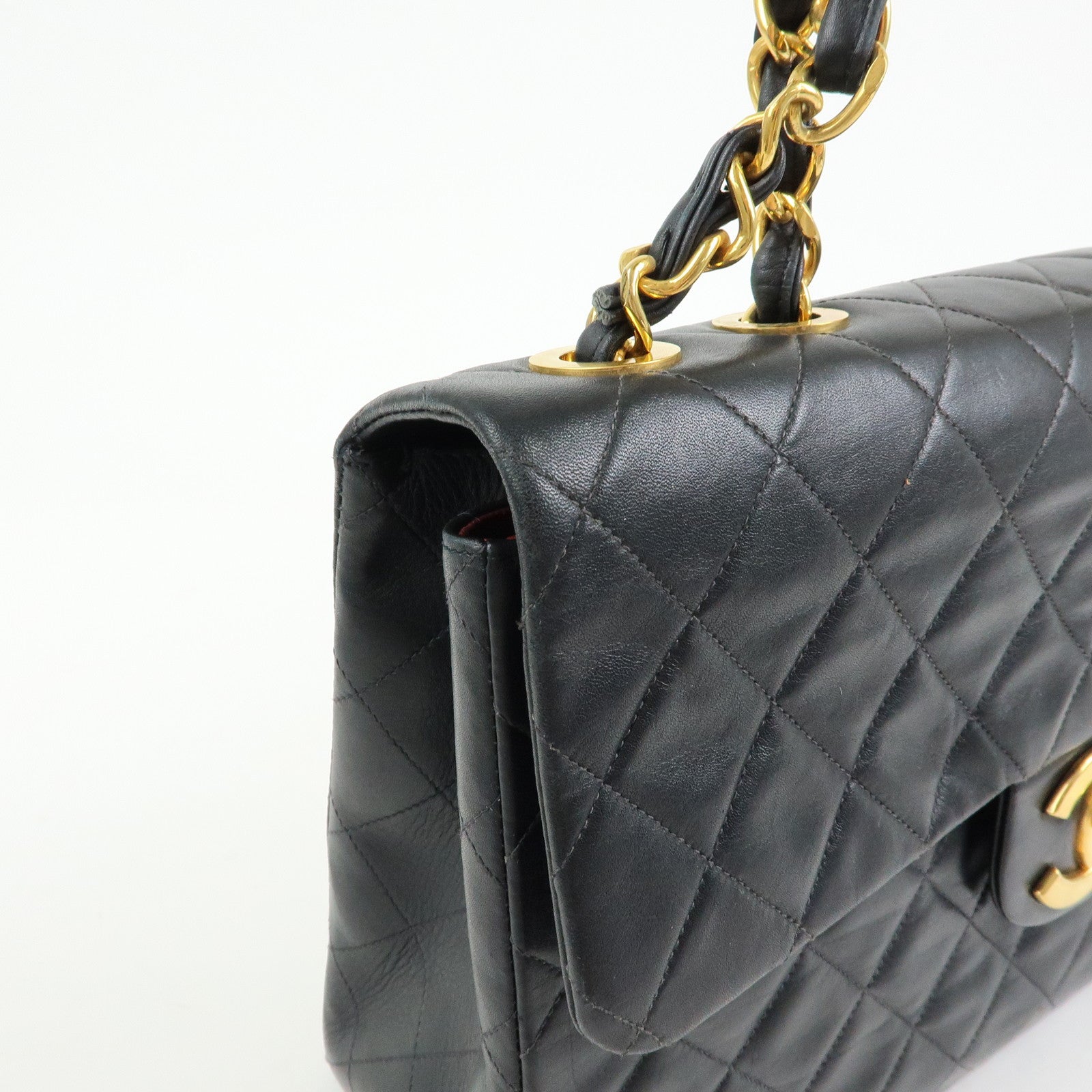 CHANEL Jumbo Matelasse 34 Lamb Skin Shoulder Bag Black A01094